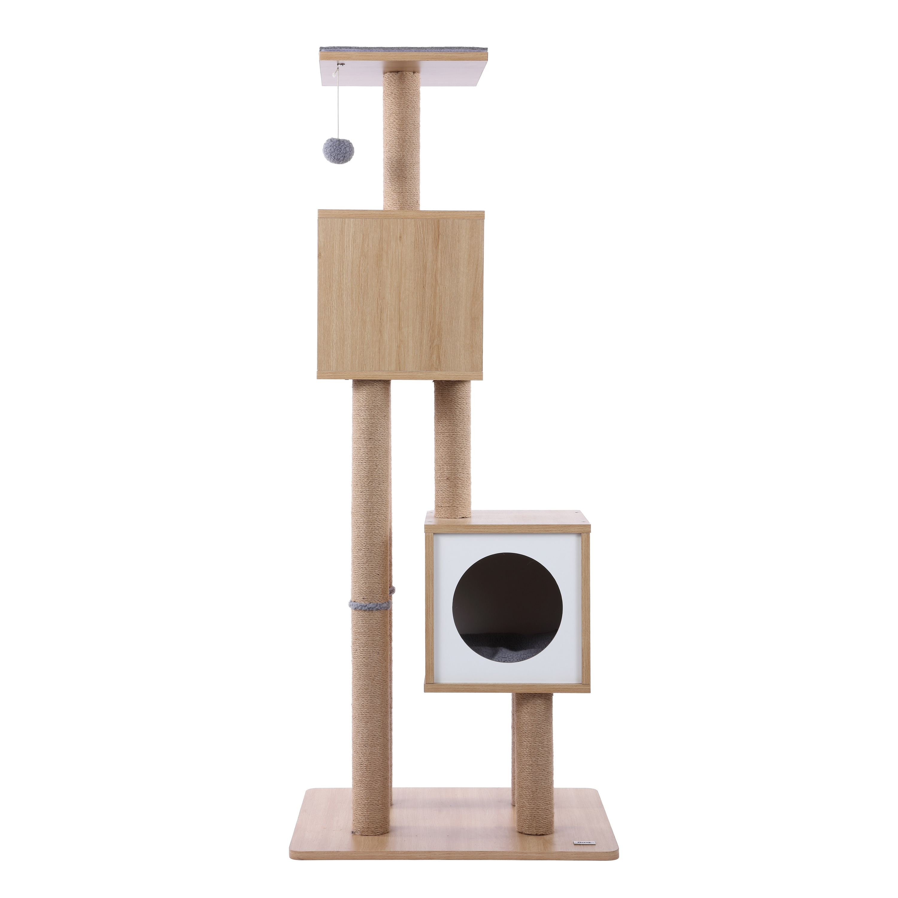 Sawyer 56" 3-Tier Natural Wood and Jute Cat Tree Condo