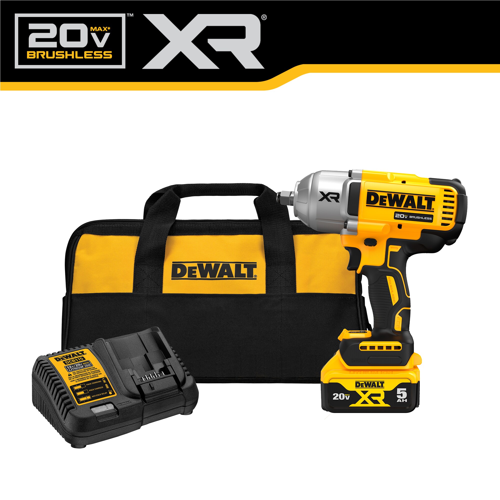 DEWALT XR 20-volt Max Variable Brushless 1/2-in Drive Cordless Impact Wrench (Battery Included)
