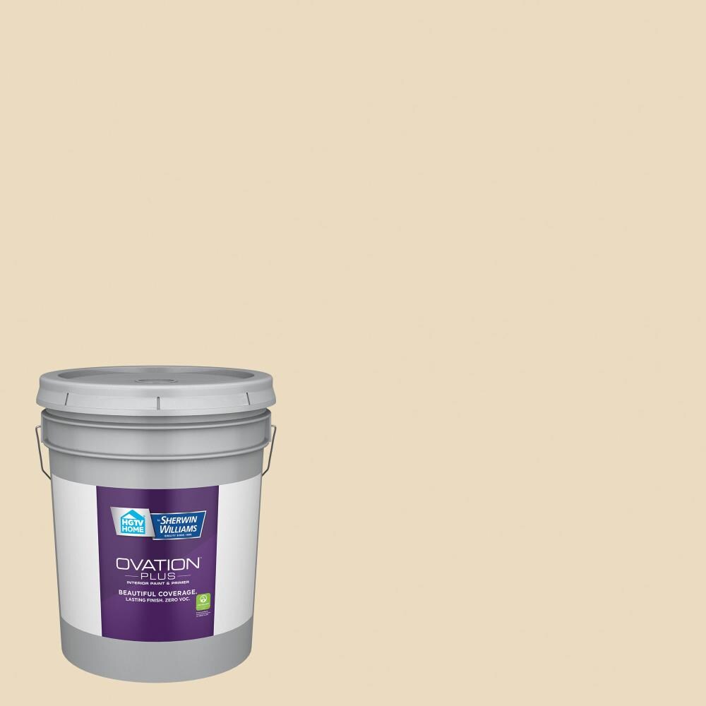 HGTV HOME by Sherwin-Williams HGSW2167-2557223 Ovation Plus Flat Napery HGSW2167 Latex Interior Paint Paint + Primer ( 5-gallon )