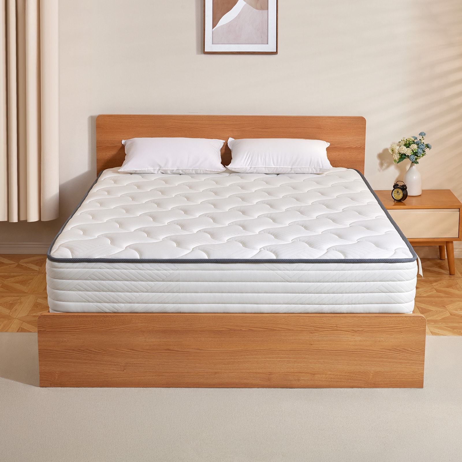 Ifluous 12-in Medium Full Hybrid Memory Foam/Coil Blend Mattress in a Box with Boxspring Included #LSMH10-12F