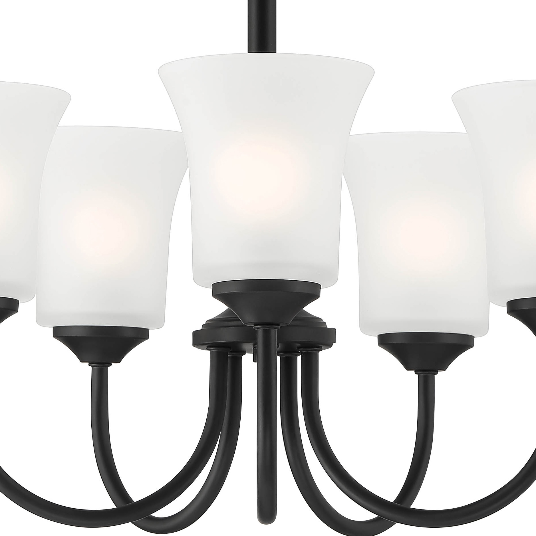 Bronson Brushed Nickel 5-Light Chandelier with Frosted Glass Shades