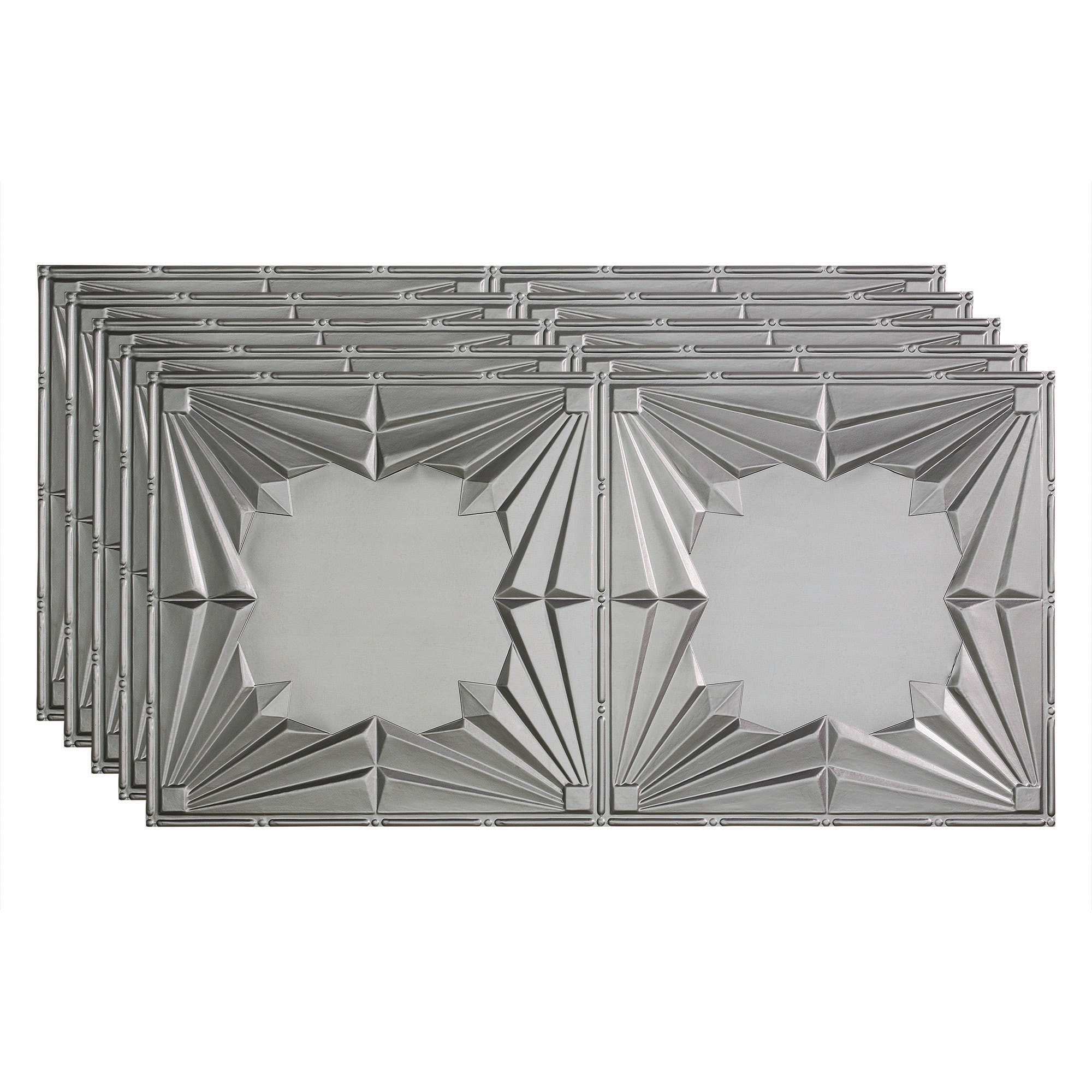 Fasade PG5509 4-ft x 2-ft Art Deco Argent Silver PVC Surface-mount Ceiling Tile ( 5 -Pack, 40-Sq. Feet / Case )