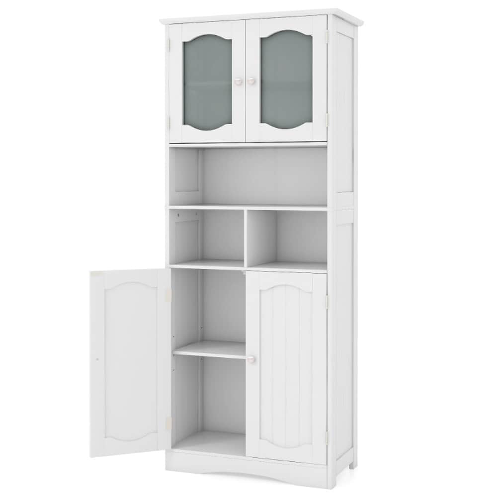 Clihome 23.5-in x 58.5-in x 12-in White Freestanding Soft Close Linen Cabinet