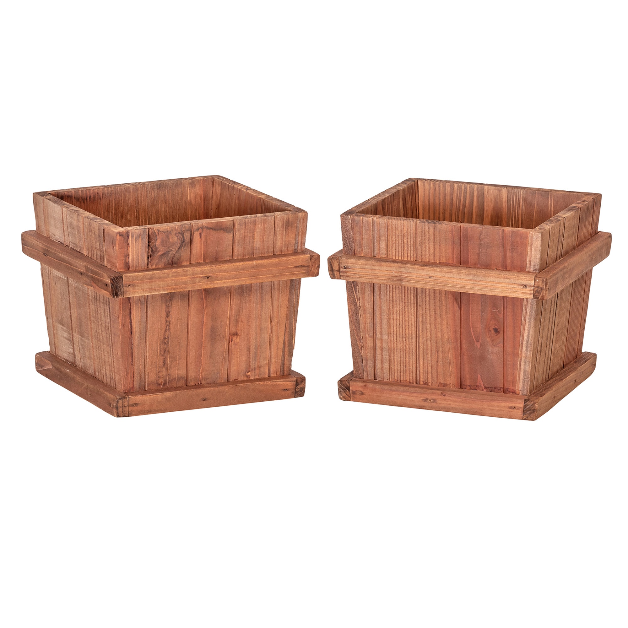 Leisure Season Square 8-in W x 7-in H Brown Wood Indoor/Outdoor Planter ...