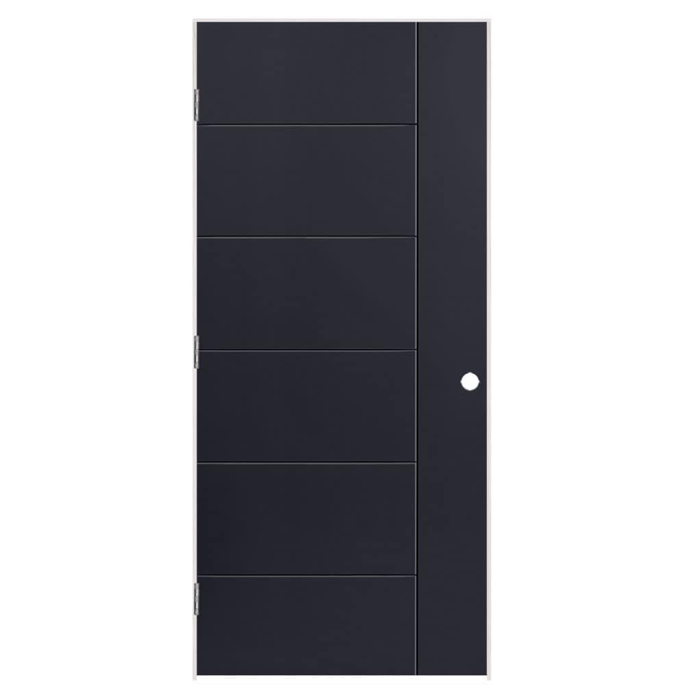 Masonite 1447105 36-in x 80-in Midnight Hollow core Flush Right hand Smooth Prefinished Molded composite Flat Jamb Single Prehung Interior Door
