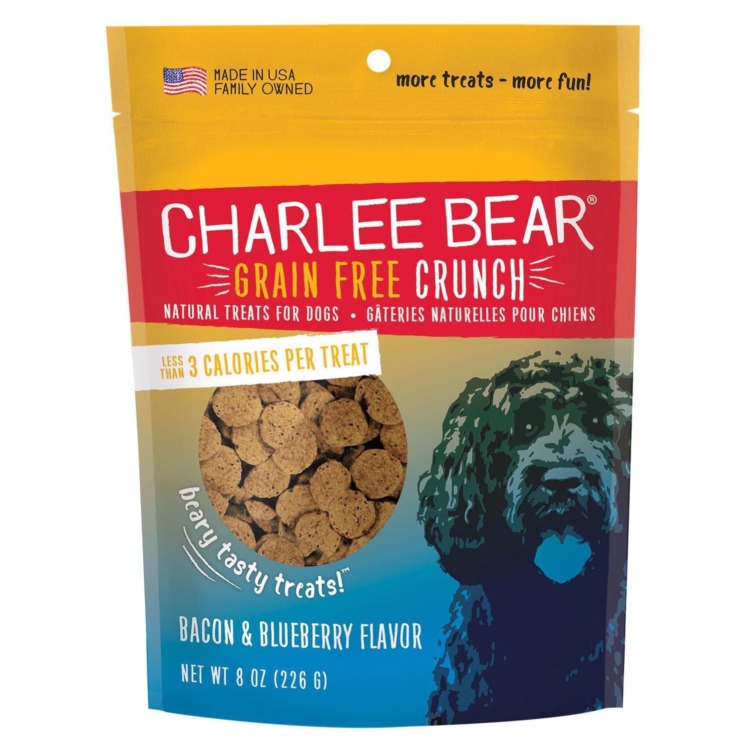 CHARLEE BEAR -  Grain Free Crunch Bacon Blueberry Grain Free Biscuit For Dogs 8 oz 1 pk