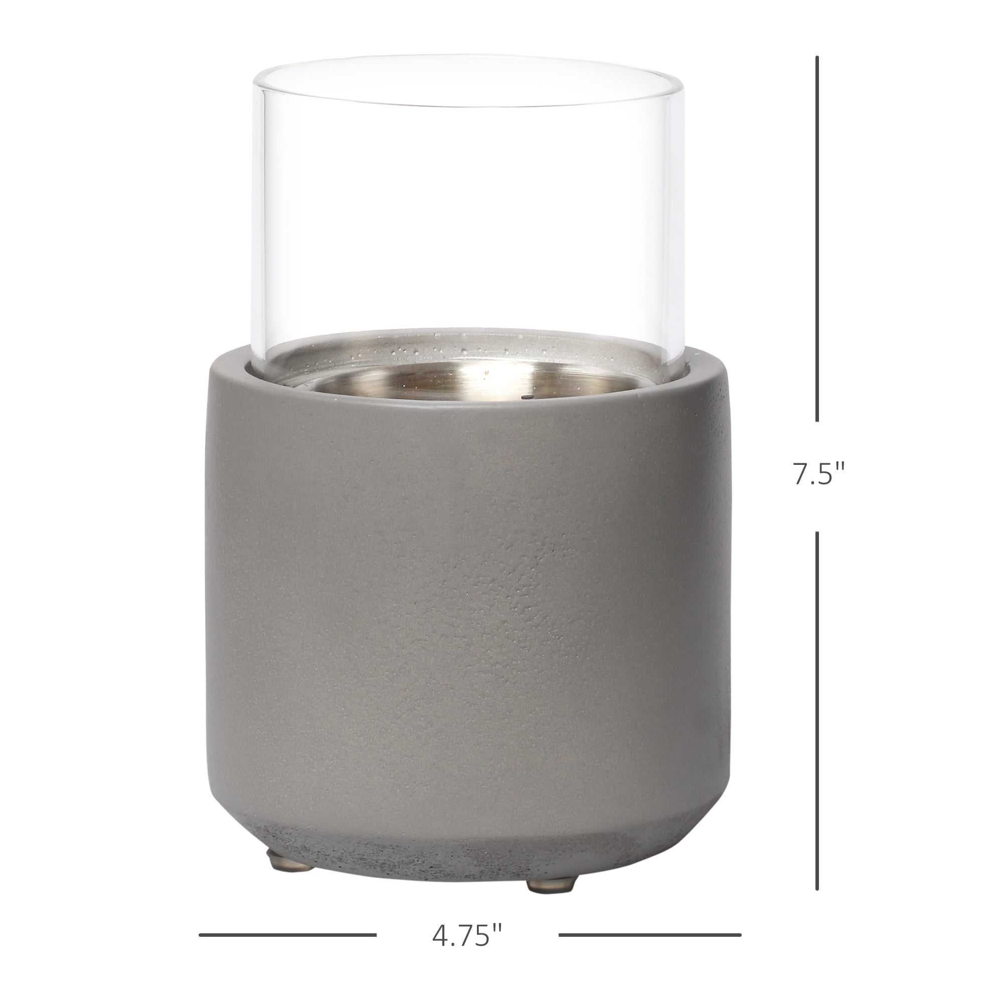 Light Grey Stainless Steel Ethanol Tabletop Fireplace