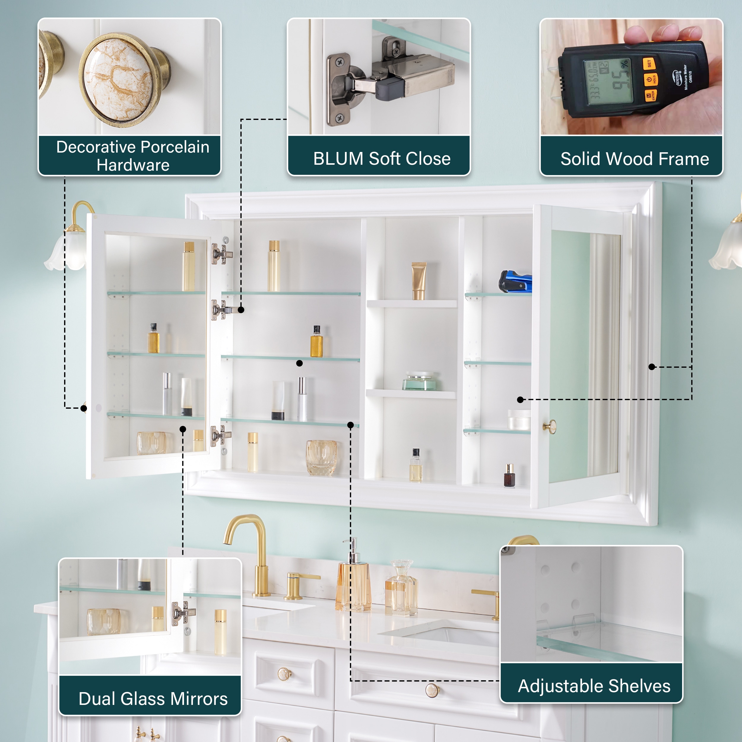 WELLFOR BCB2024GMG -LS Bathroom-Medicine-Cabinets - View #7