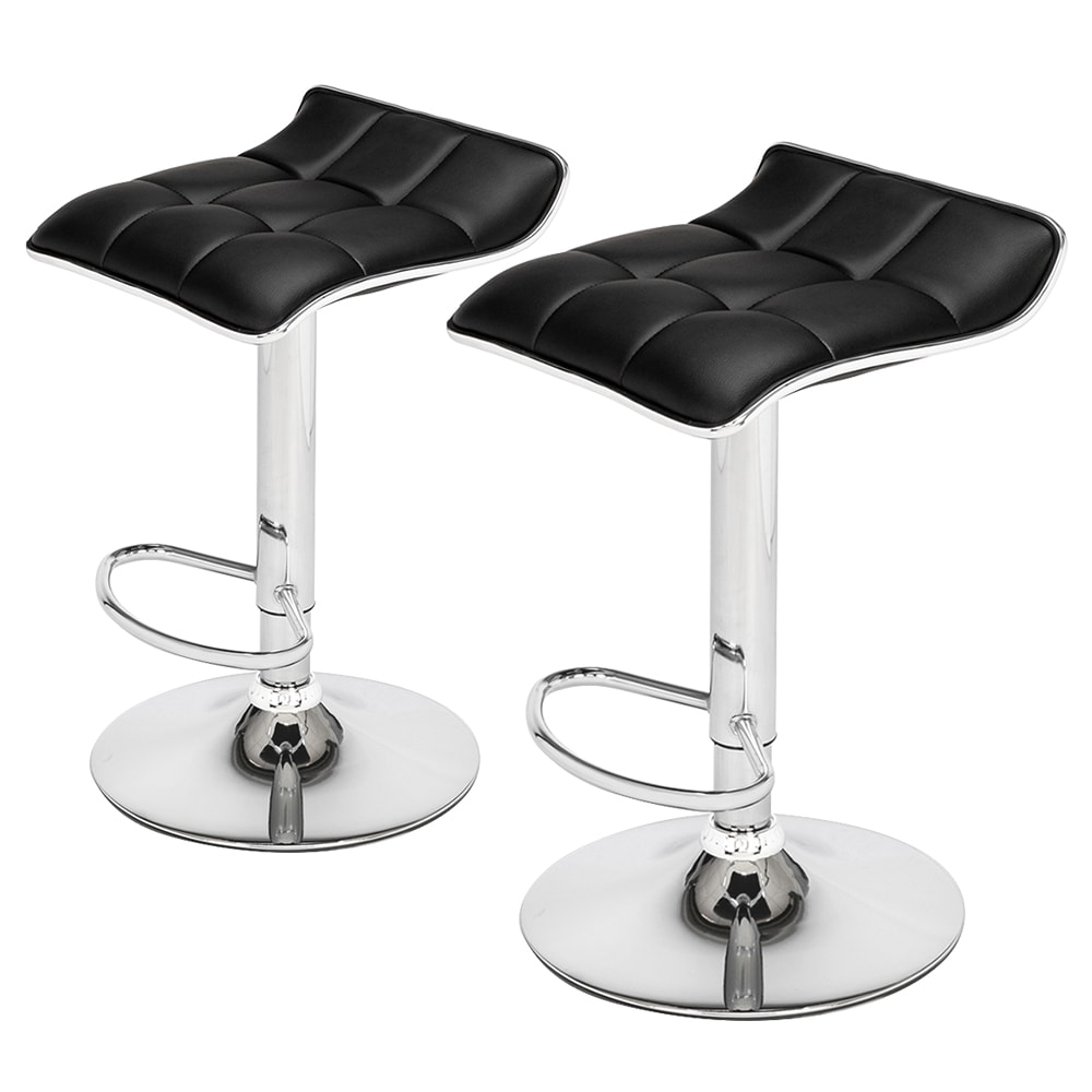 Winado 526326558488 Bar Stool 2 -Set Black 21.7-in H Short Square seat Swivel Metal Bar Stool