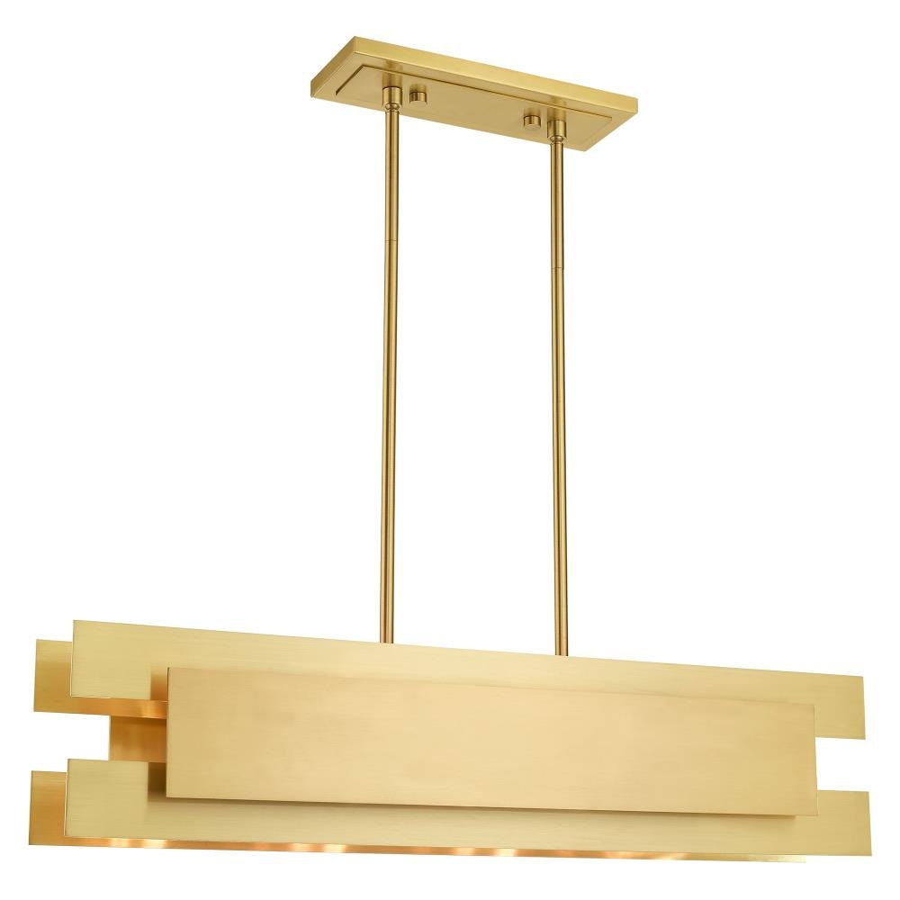 Livex Lighting 40694-12 Varick 4 -Light Satin Brass Modern/contemporary For Use in Bathrooms, Bedrooms, Dining Rooms, Foyers, Kitchens, Living Rooms Chandelier