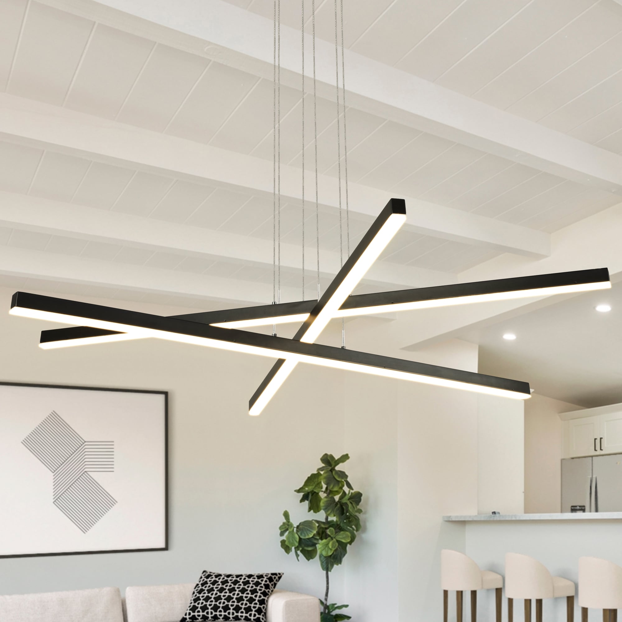 VONN Lighting Sirius 3-Light Black Modern/Contemporary Linear LED Large ...