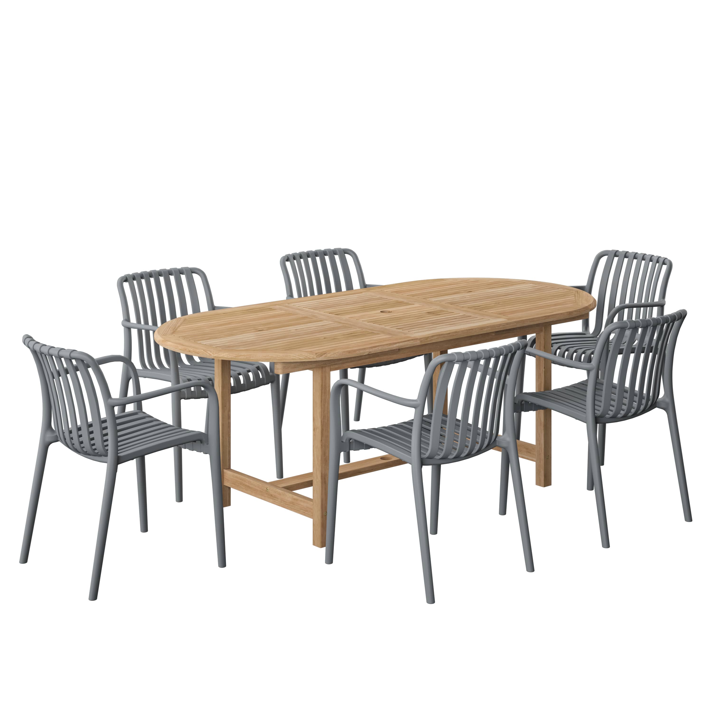 Amazonia DIANOVSM-6-CURA-GR Urban Elements Miyako Patio Dining Set for 6 – Perfect for Family and Friends - Modern and Stylish Dining Table with Chairs
