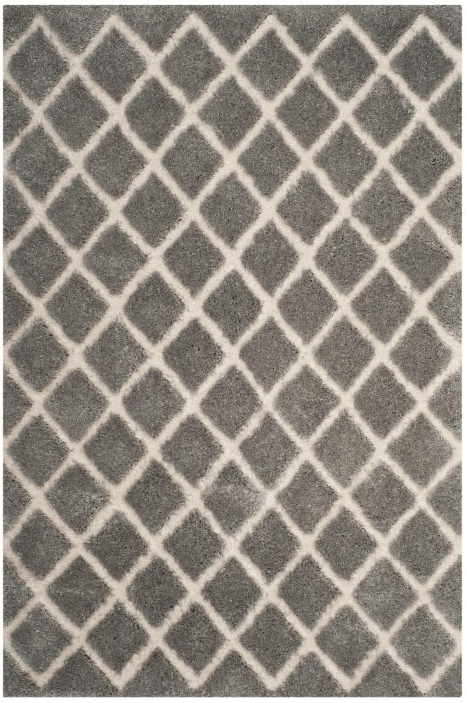Safavieh ARG780G-5 Adriana Shag 5 x 8 (ft) Loomed Polyester Light Gray/Cream Rectangular Indoor Trellis Area rug