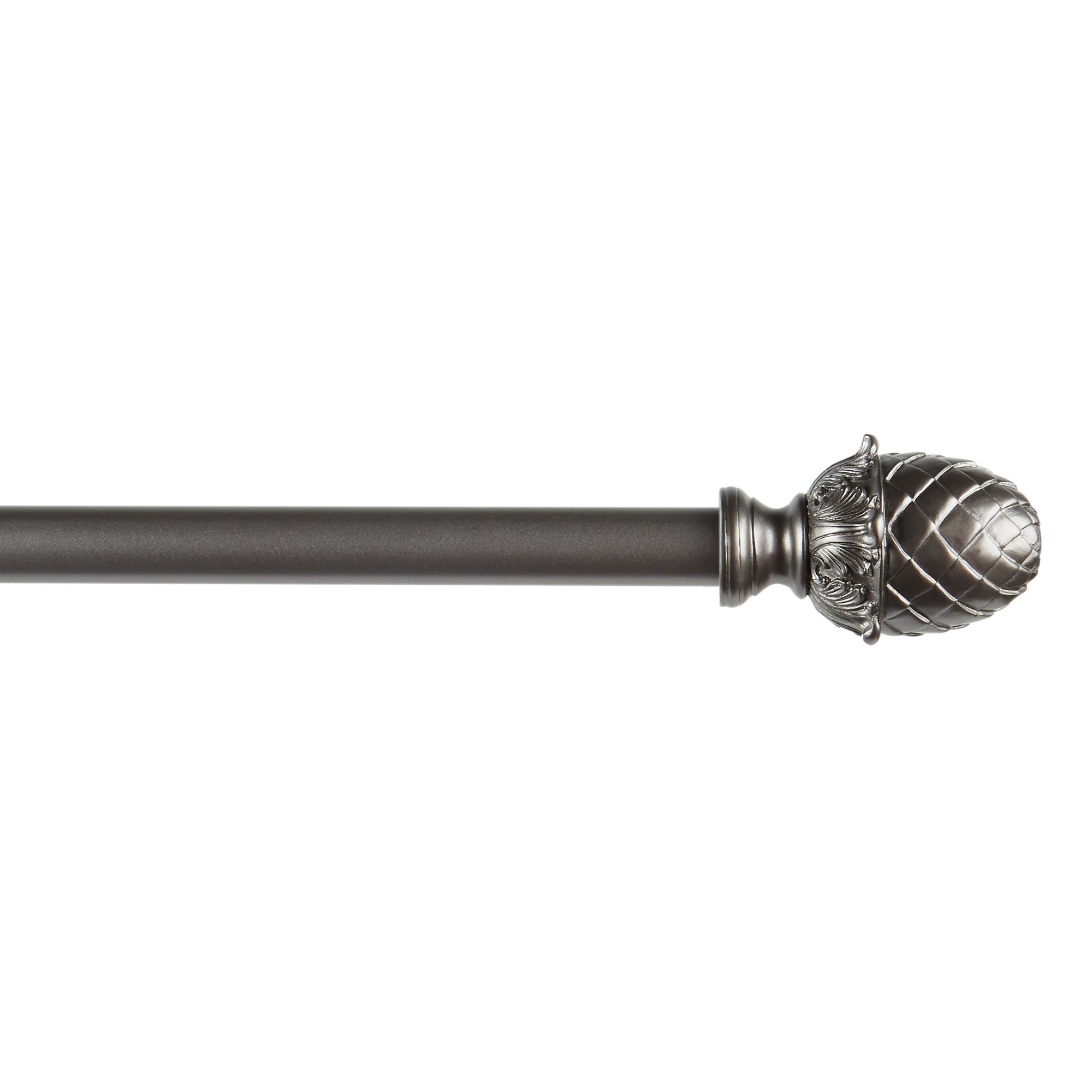 Gunmetal Adjustable Iron Curtain Rod with Acorn Finials