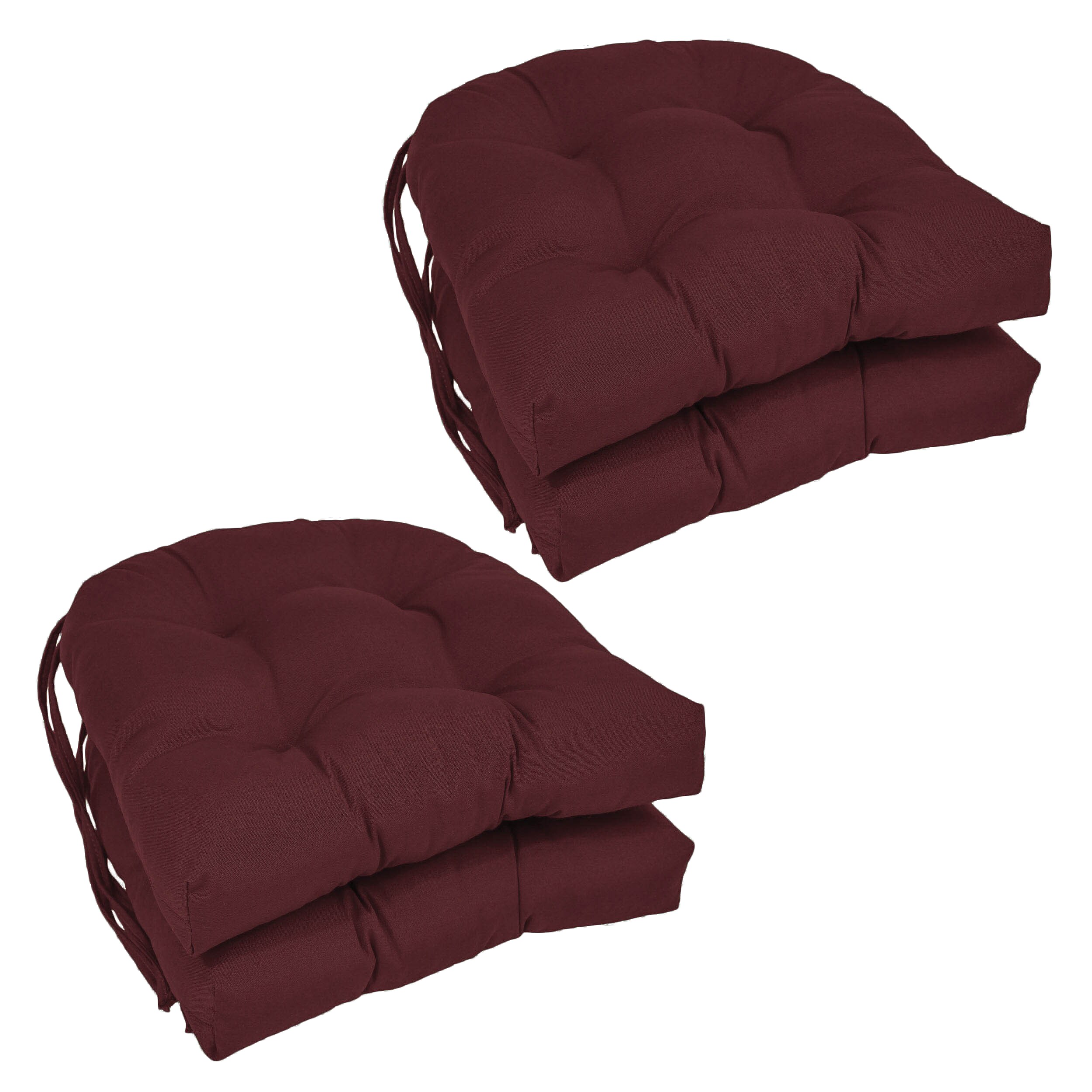 Barn Red Micro Fiber Chair Pads with Tie Backs (Set Of 4) - Essentials