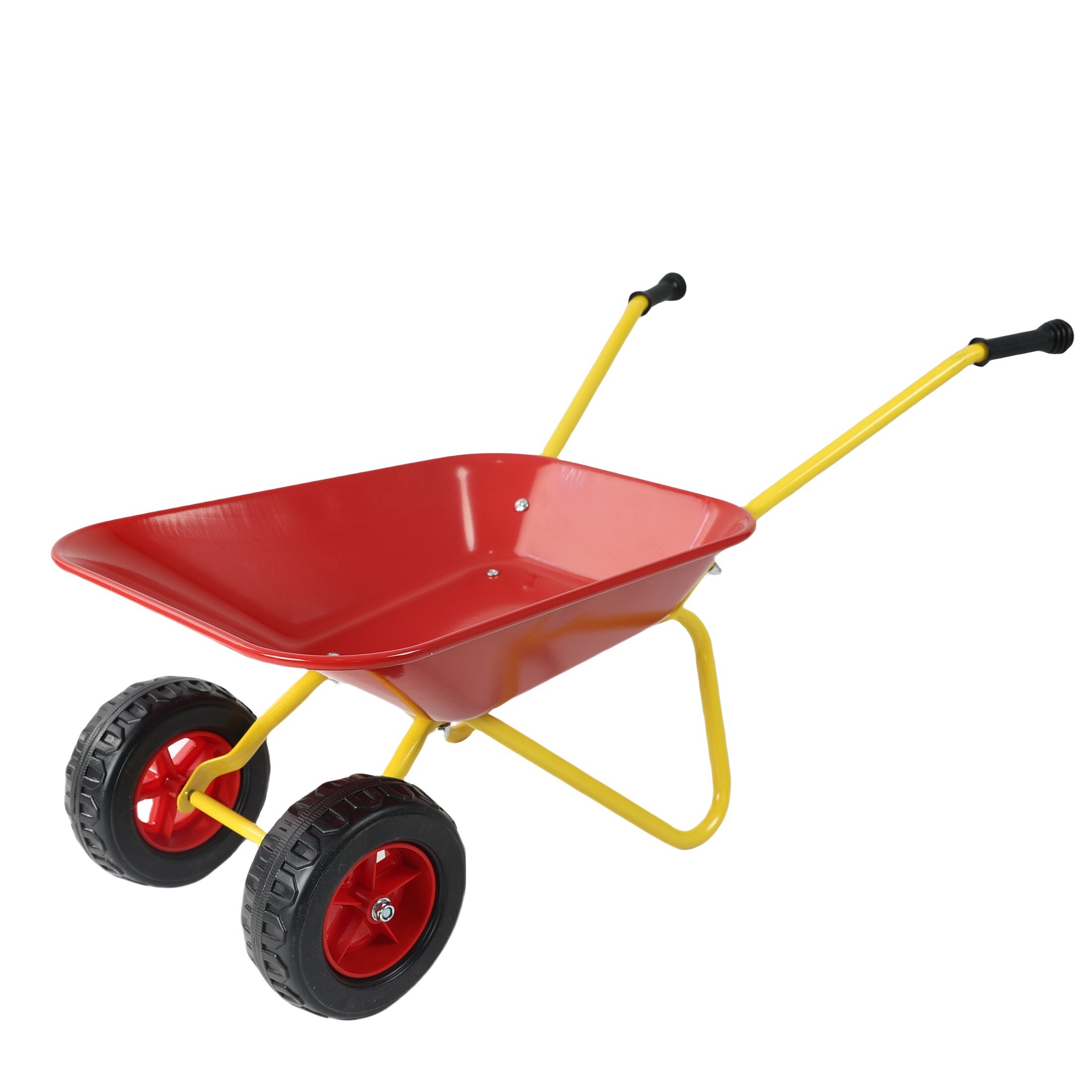Iseryn - 1-cu ft 2 Wheel Steel Push Wheelbarrow Flat-Free Tire