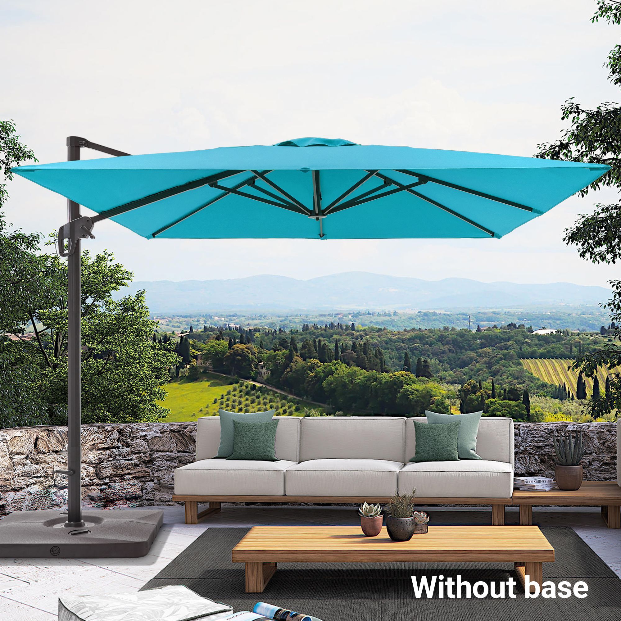 Sonkuki SD-NB33-LB 10-ft Aluminum Blue No-tilt Cantilever Patio Umbrella