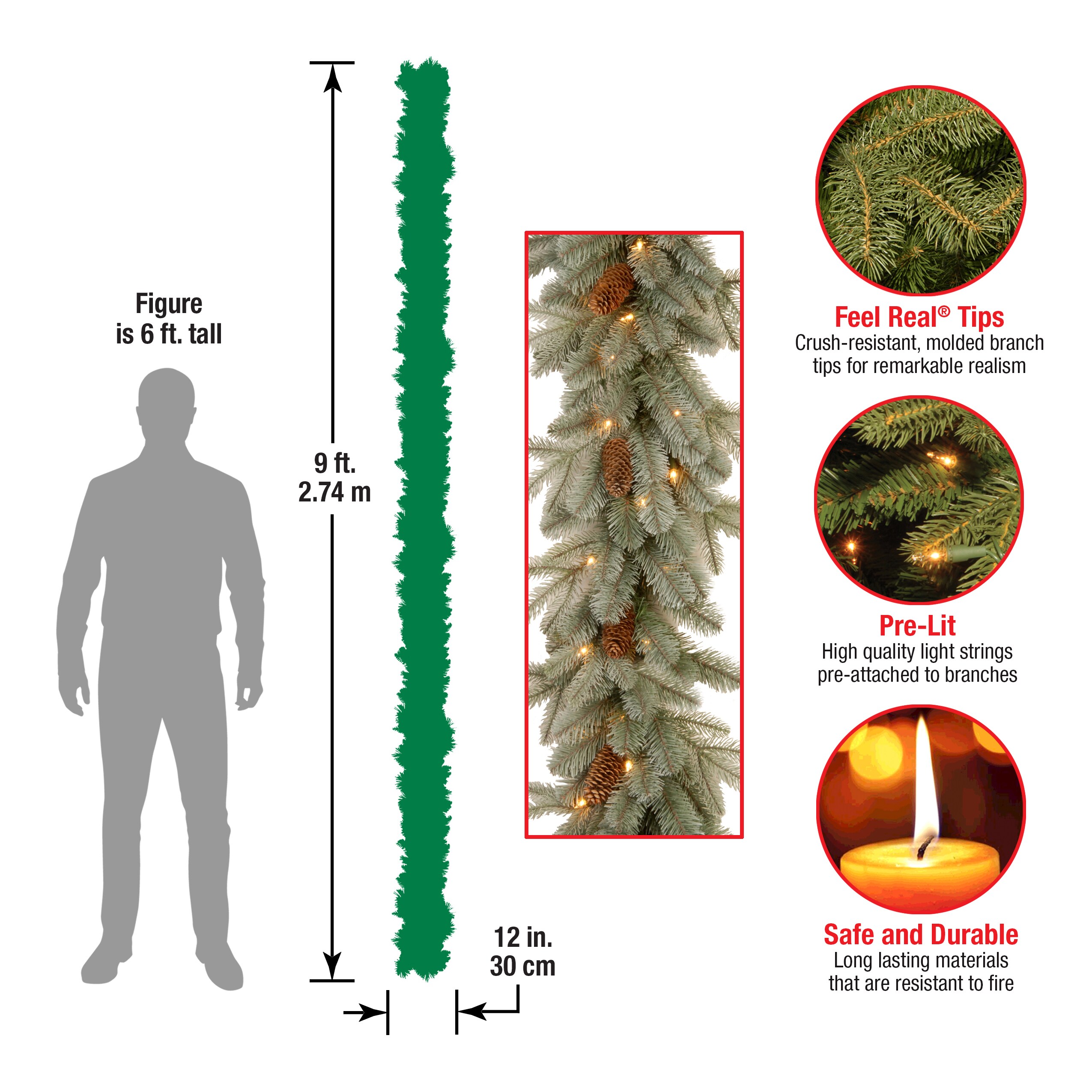 National Tree Company PEFA1-307-9B-1 Artificial-Christmas-Garland - View #6