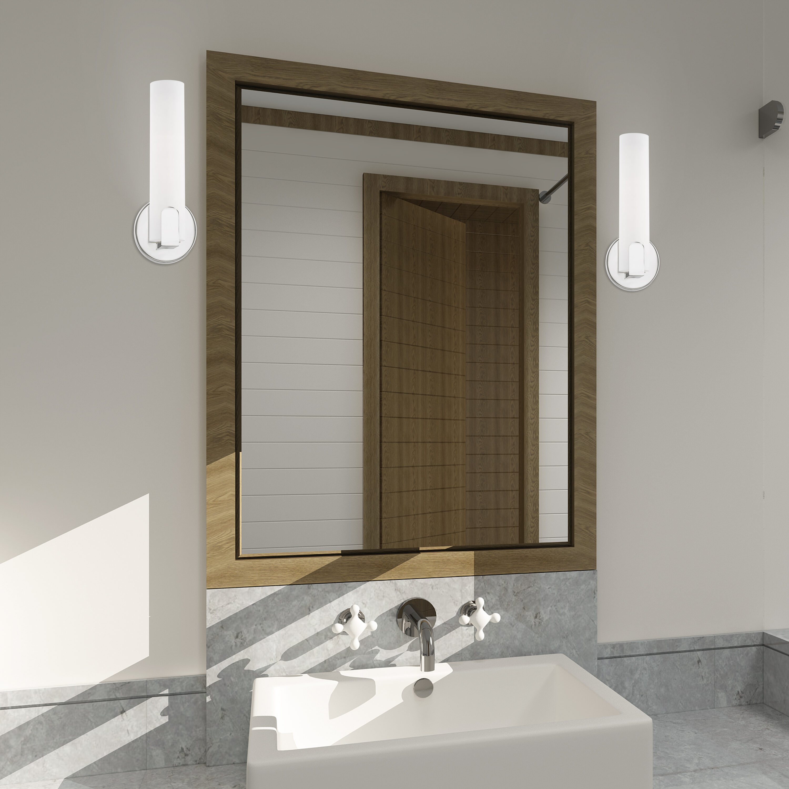 Sleek Polished Chrome LED Wall Sconce with Satin White Shade