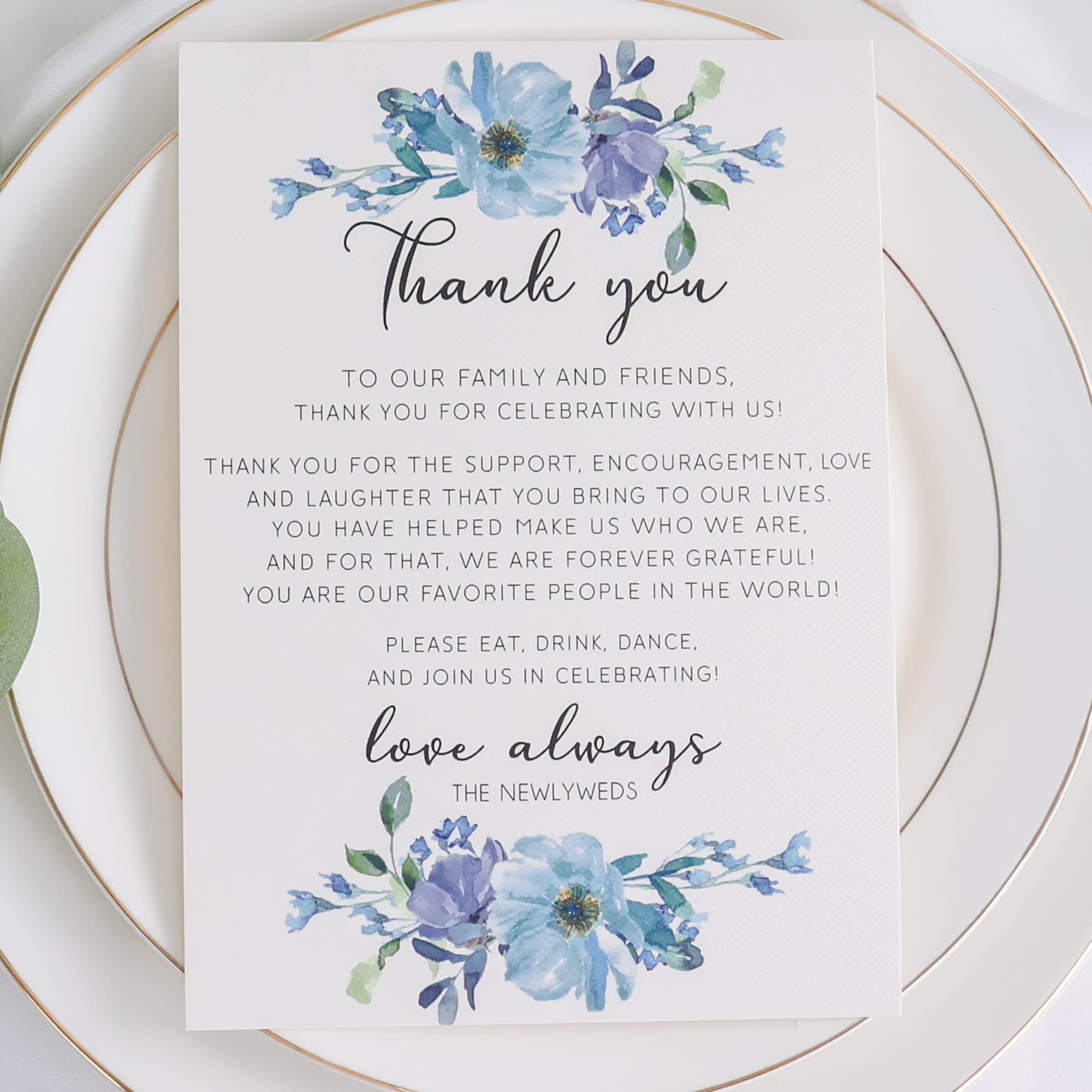 Phewnyzo Dusty Blue Thank You Wedding Place Cards Set of 50 Pieces 5 by ...