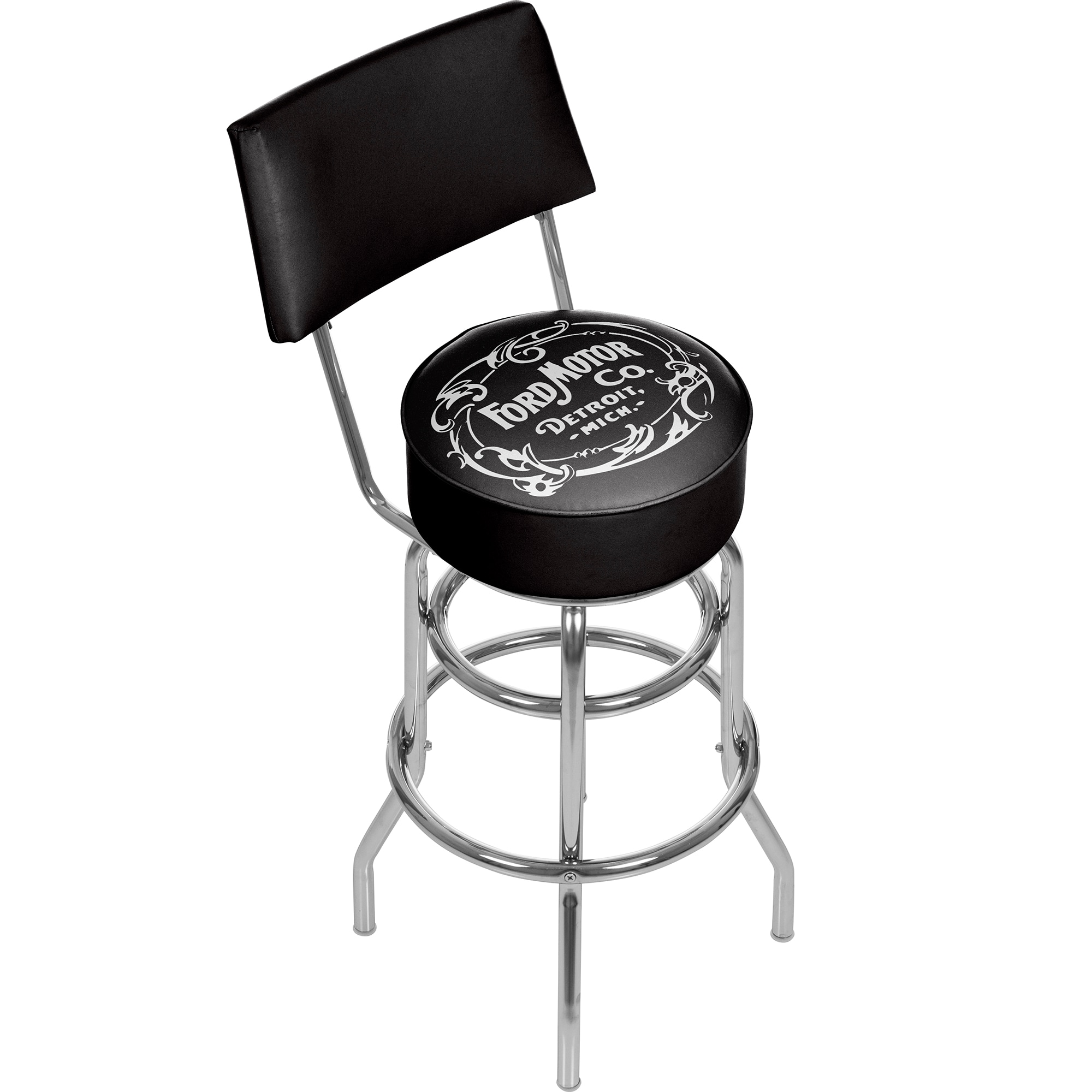 Trademark Gameroom FD1100-FM03 Bar Stools with Backs Chrome 5-in H Bar height Swivel Metal Bar Stool Back