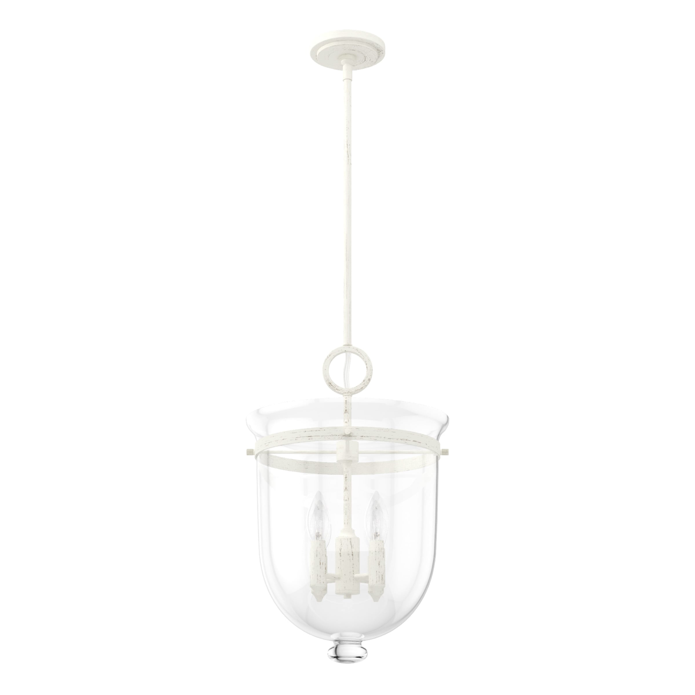 Hunter Belltown 3-Light Rustic White Transitional Clear Glass Urn LED Medium Hanging Pendant Light