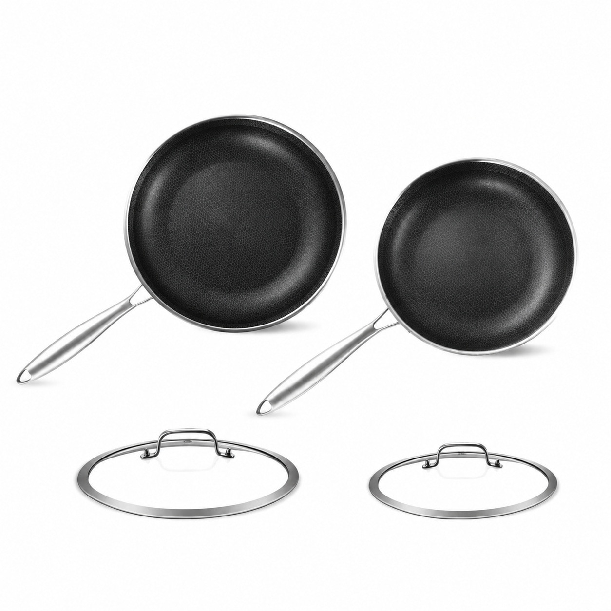 DHMHD  10 to 12 Inch Tri Ply Hybrid Nonstick Stainless Steel Saut Pan with Lid Detachable Handle Oven Safe durable home and garden accessory