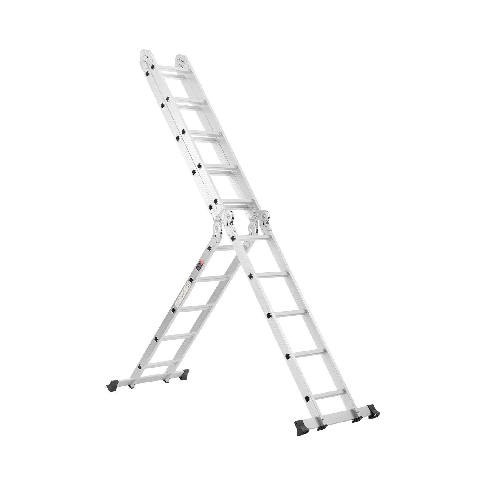 GIVIMO 19-ft Reach 330-lb Load Capacity 7-in-1 Aluminum Multi-Position Ladder with 4 Sections 11-in Step Spacing and Locking Hinges