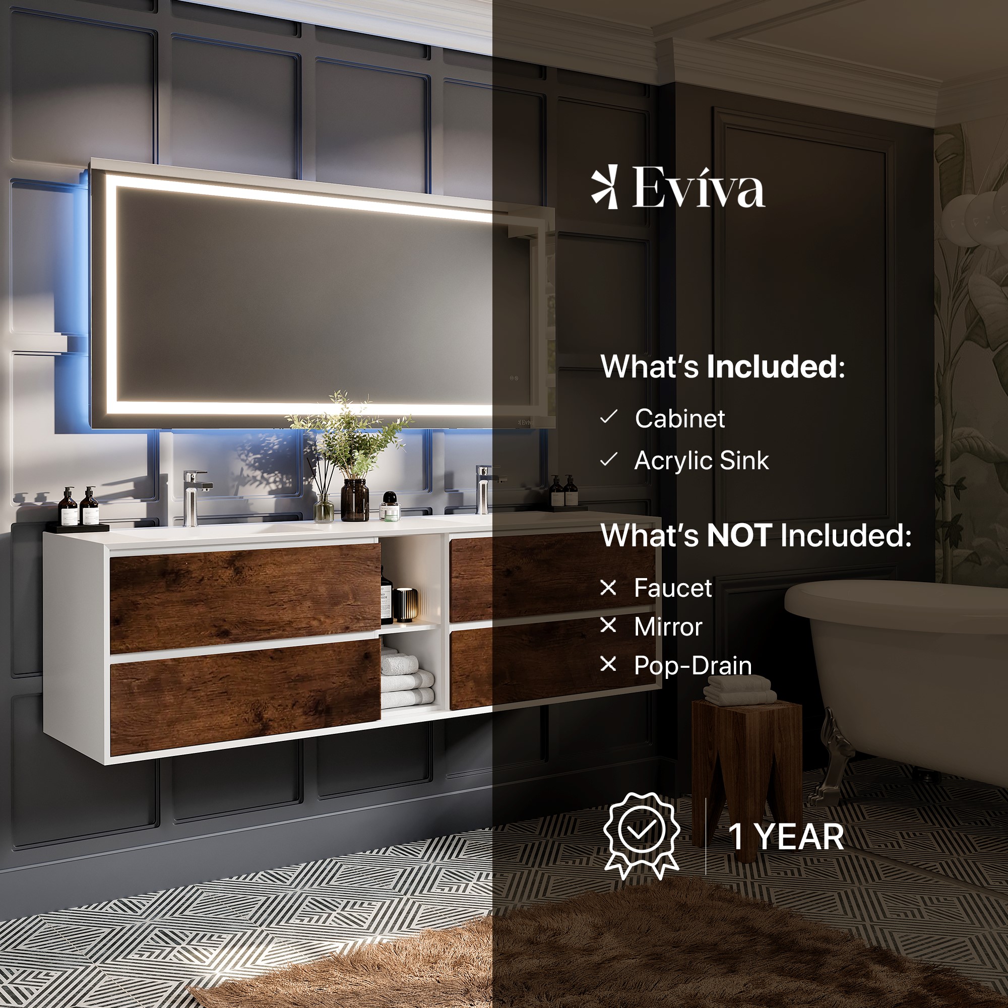 Eviva EVVN777-75RSWD-WH Bath-Vanity-Combo - View #9