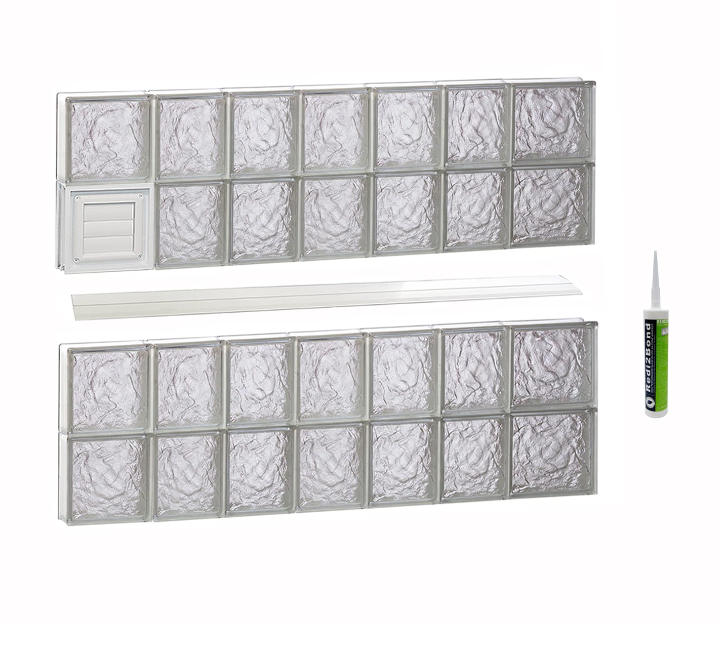 REDI2SET D4632IS Ice Glass 44-1/4-in x 31-in Frameless Replacement Dryer vent Glass Block Window