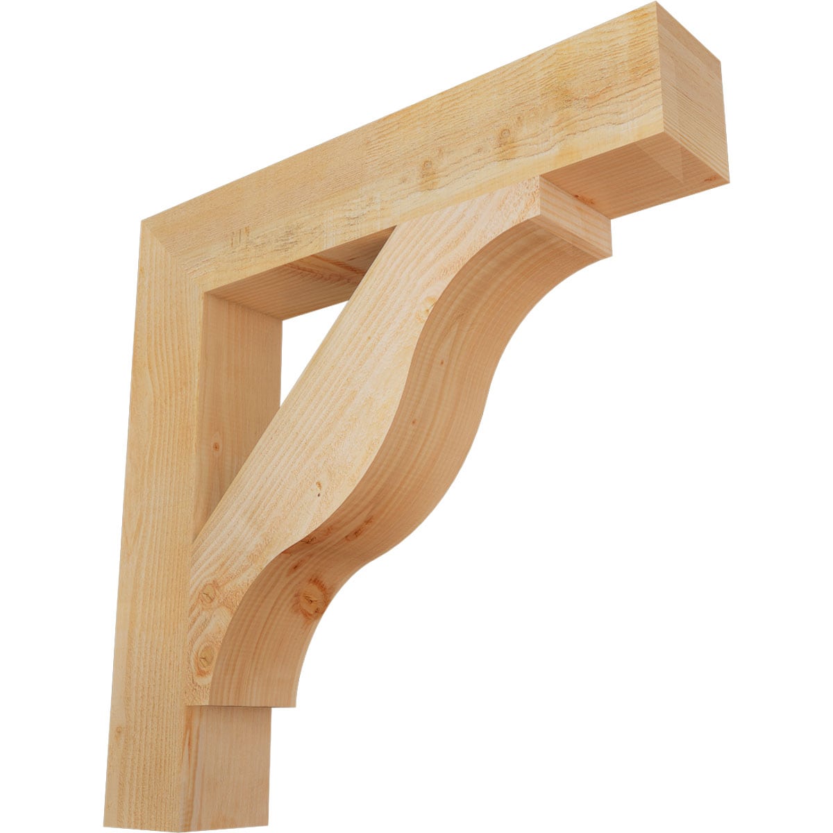Ekena Millwork BKT06X34X34FST05RDF Funston Block Rough Sawn 6-in x 34-in x 34-in Douglas fir Brown Wood Standard bracket