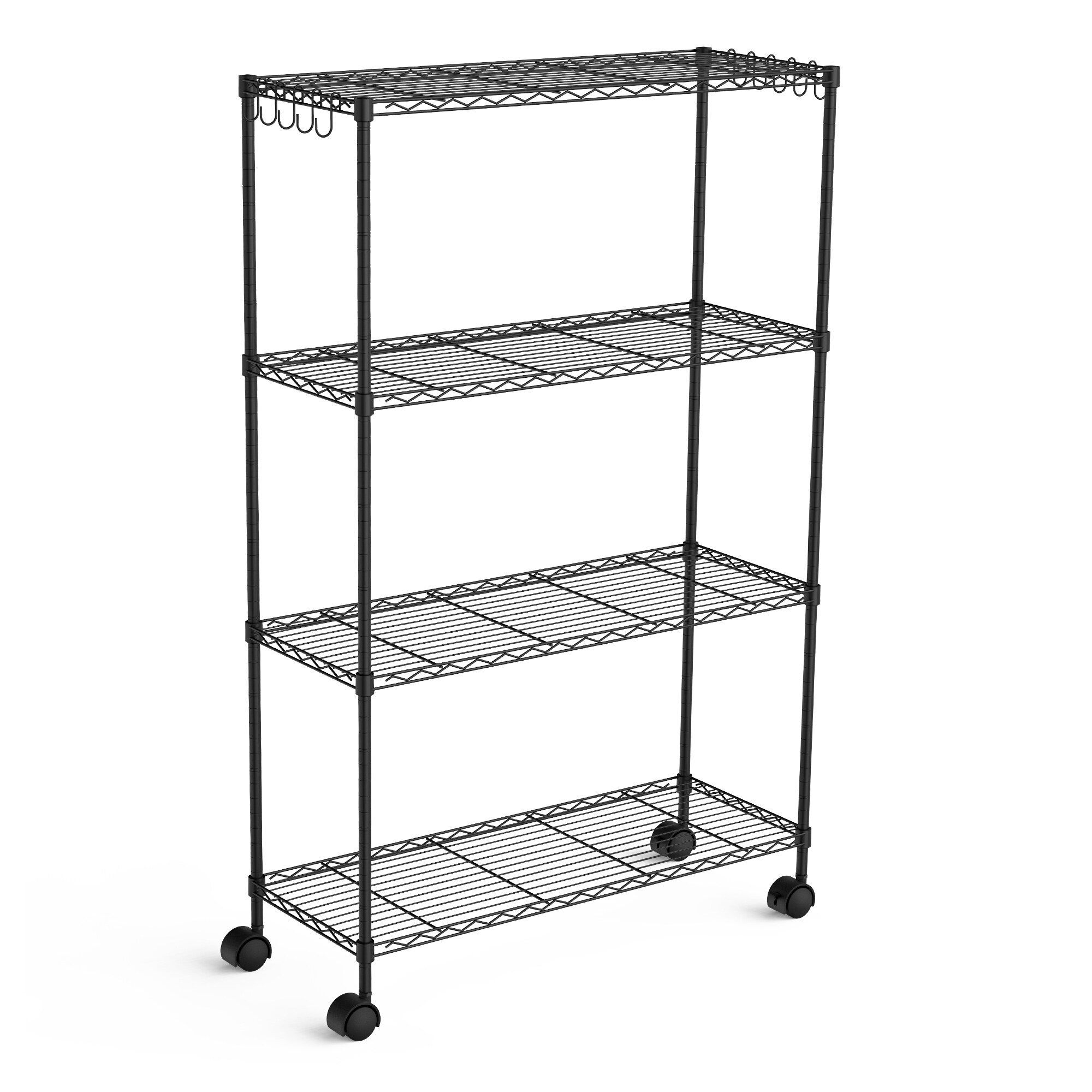 LTMATE LSCJ-B1746E Steel 4 -Tier Utility shelving unit ( 35.43-in W x 13.78-in D x 56.69-in H ) ( Black , ( 100-lb lbs. Capacity Per Shelf )