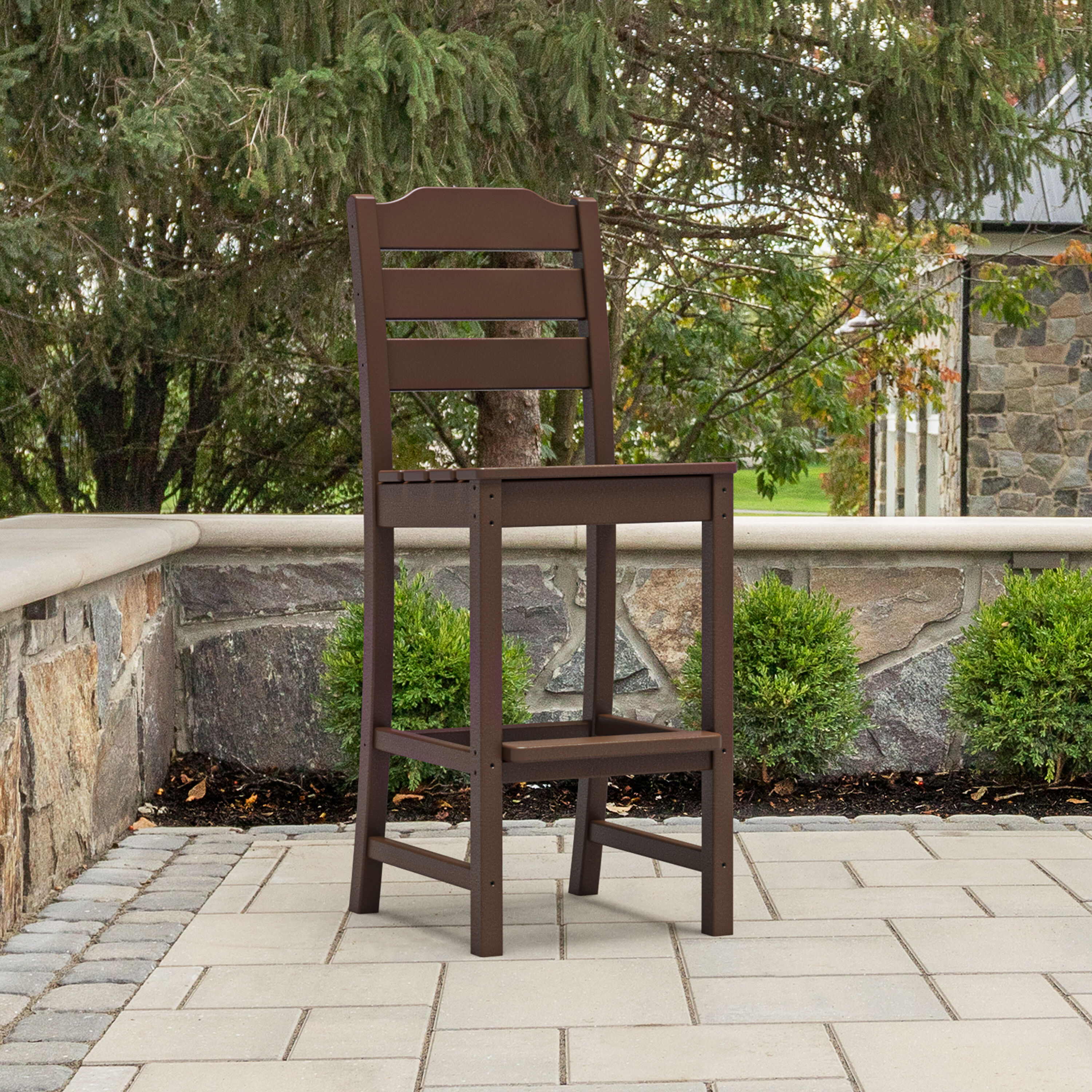 POLYWOOD ARTLD102MA Oakport Mahogany HDPE Frame Stationary Balcony Chair with Slat Seat