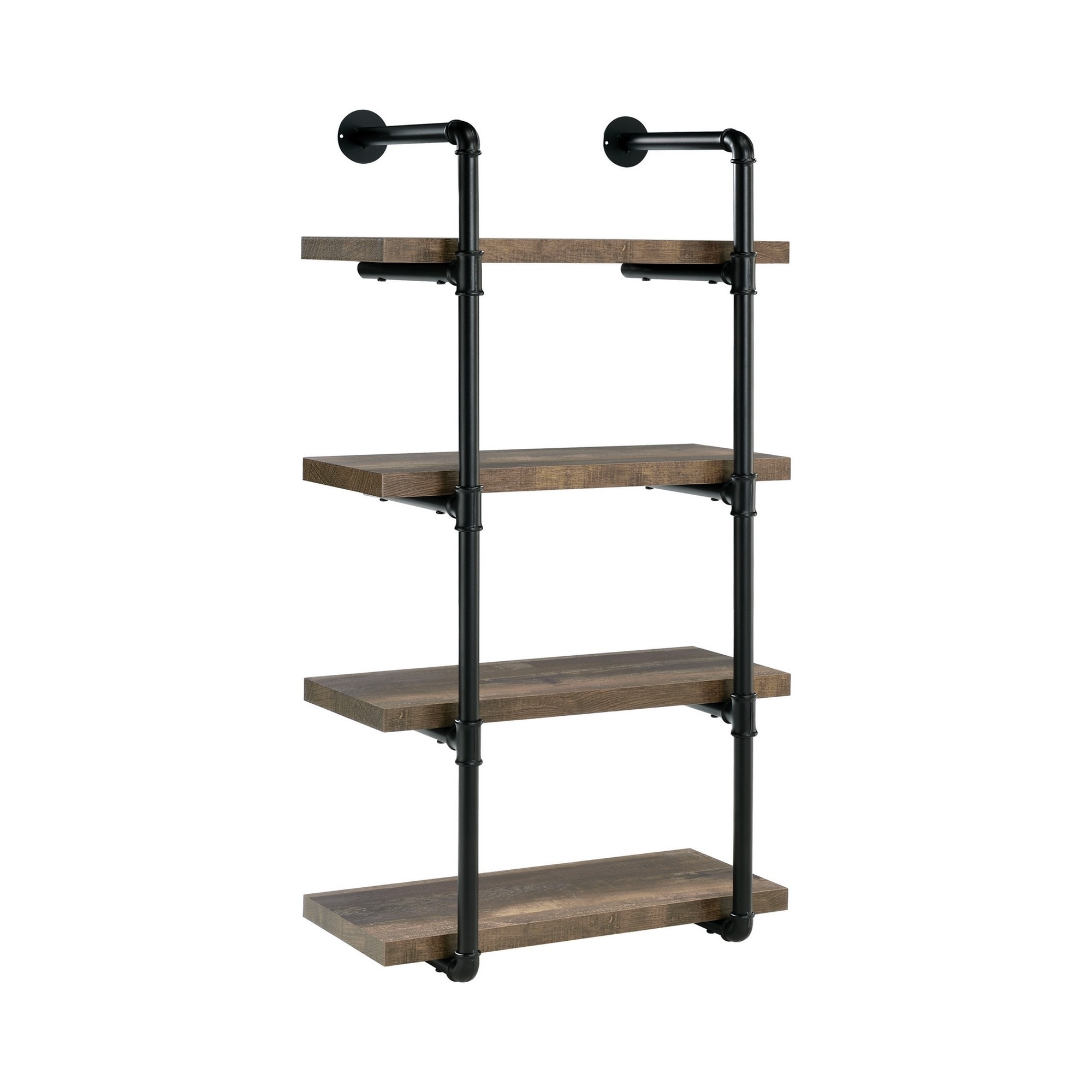 Benzara BM245876 11.5-Inches L x 23.5-Inches D x 46-Inches H Brown Metal Rectangular Wall cabinet 4 Decorative Shelves