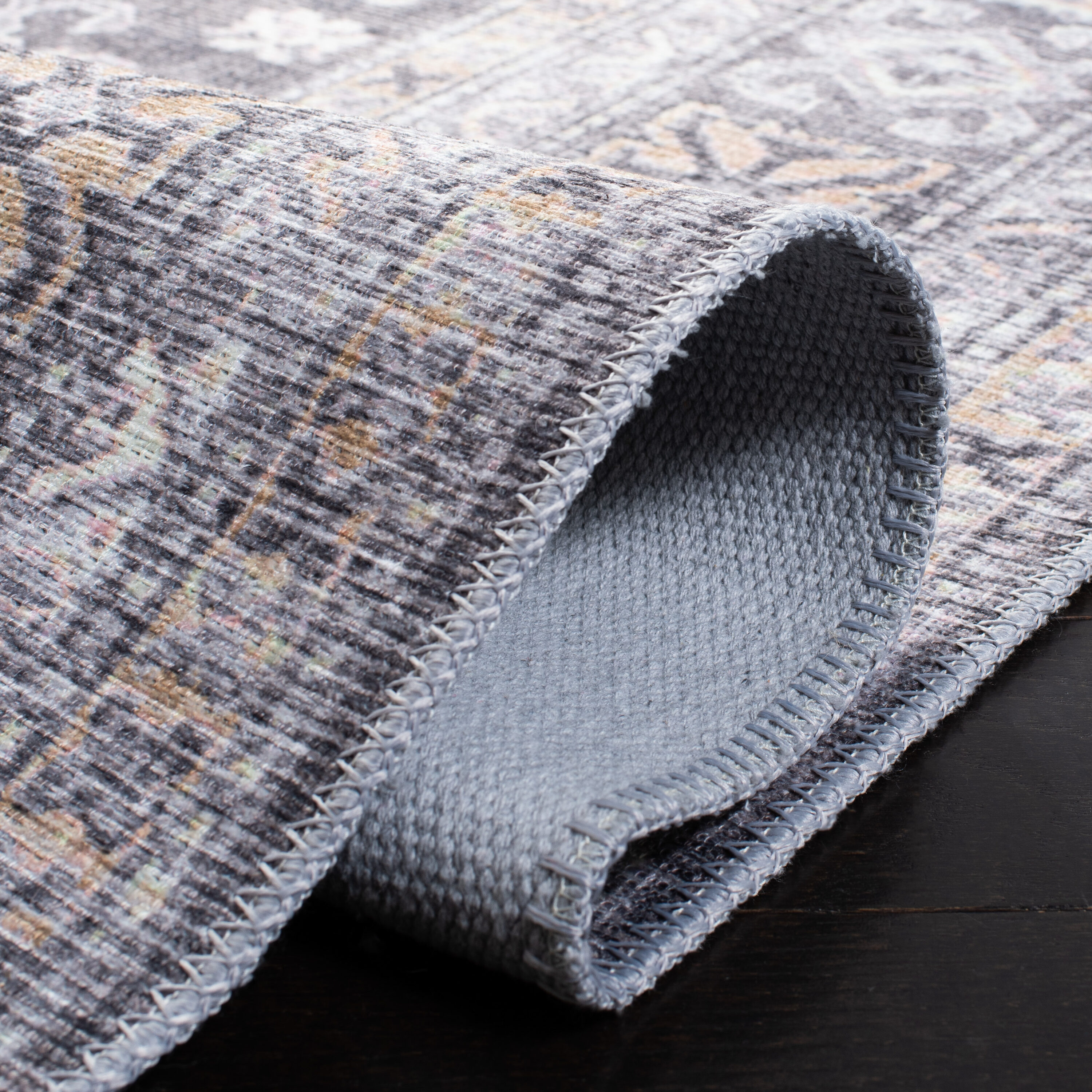 Serapi Gray and Beige Washable Rectangular Area Rug