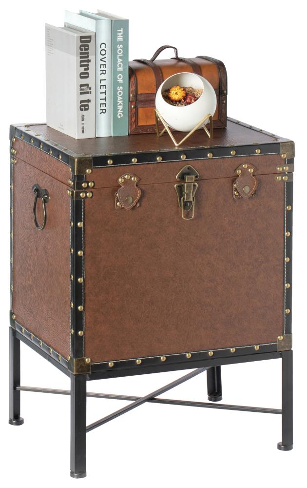 Vintiquewise QI003796.BN 18-in W x 25.25-in H Brown Wood Square Modern End Table with Storage Assembly Required