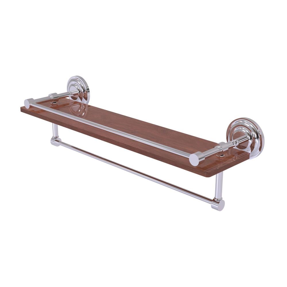 Allied Brass QN-1TB-22-GAL-IRW-PC Que New Polished Chrome 1-Tier Wall Mount Bathroom Shelf (22-in X 5-in)