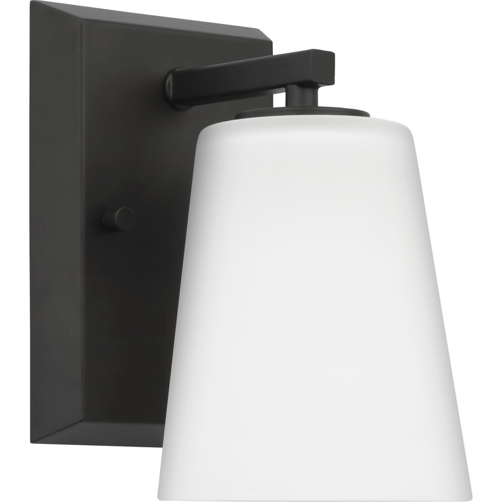 Vertex Matte Black and Etched White Glass Bath Light