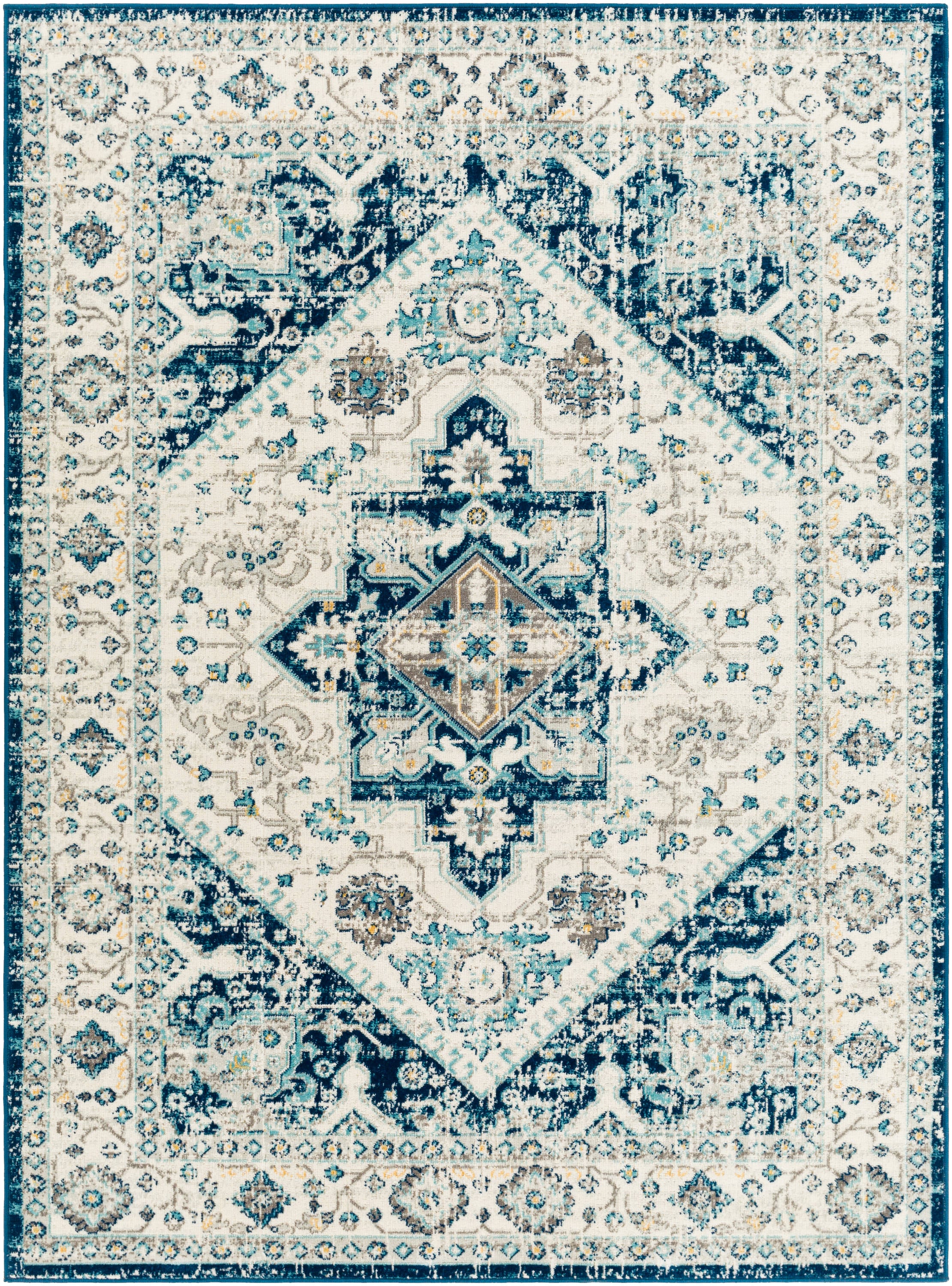 Artistic Weavers RDD2312-537 Redondo beach 5 X 7 Light Grey/Navy Indoor/Outdoor Medallion Oriental Area Rug
