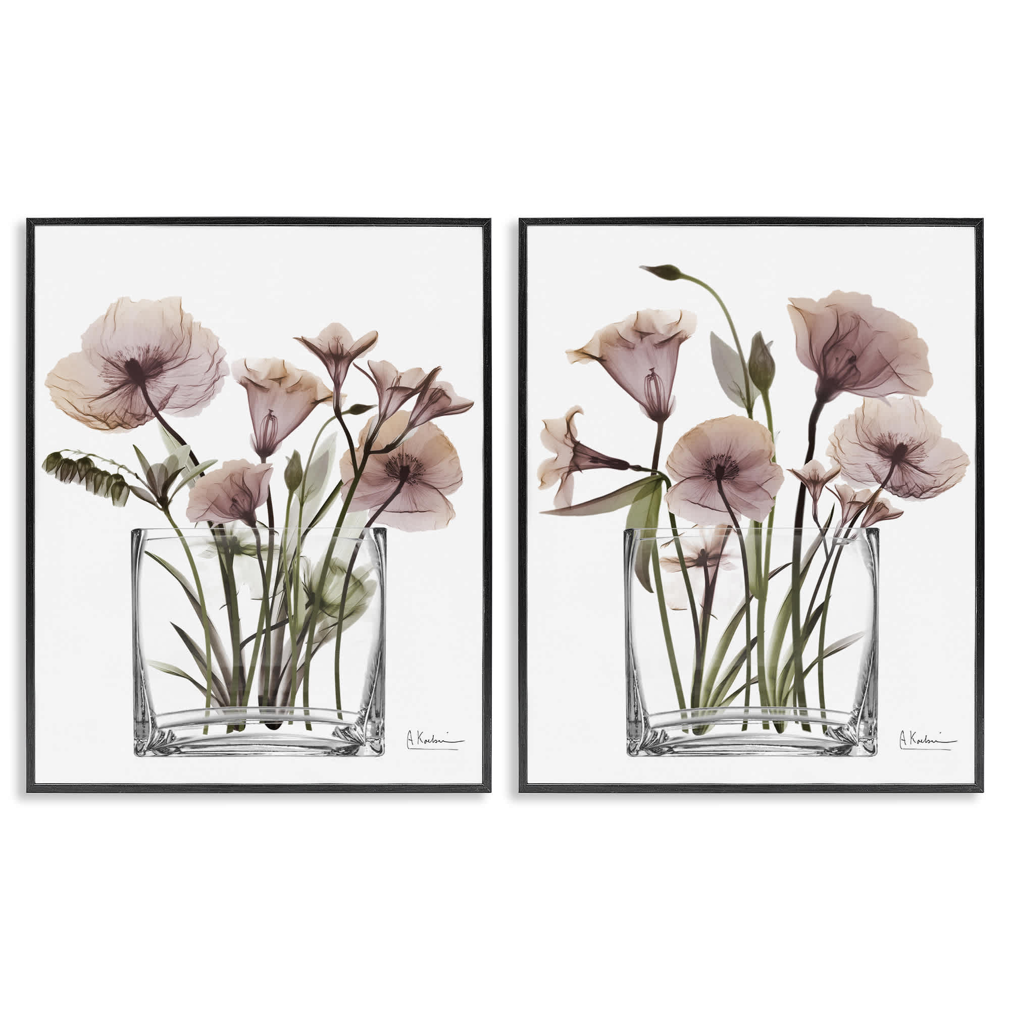 Stupell Industries B2-703-WFR-2PC-24X30 Earthy Infatuation Bouquet 2pc Framed Giclee Set Design by Albert Koetsier