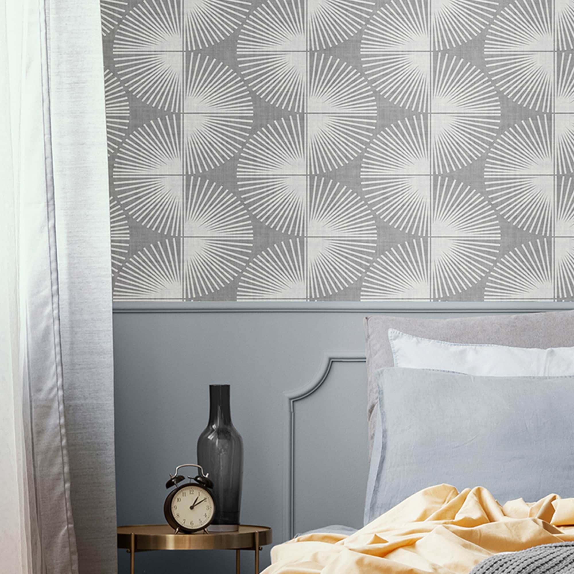 Gray and Ivory Geometric Peel and Stick Wallpaper