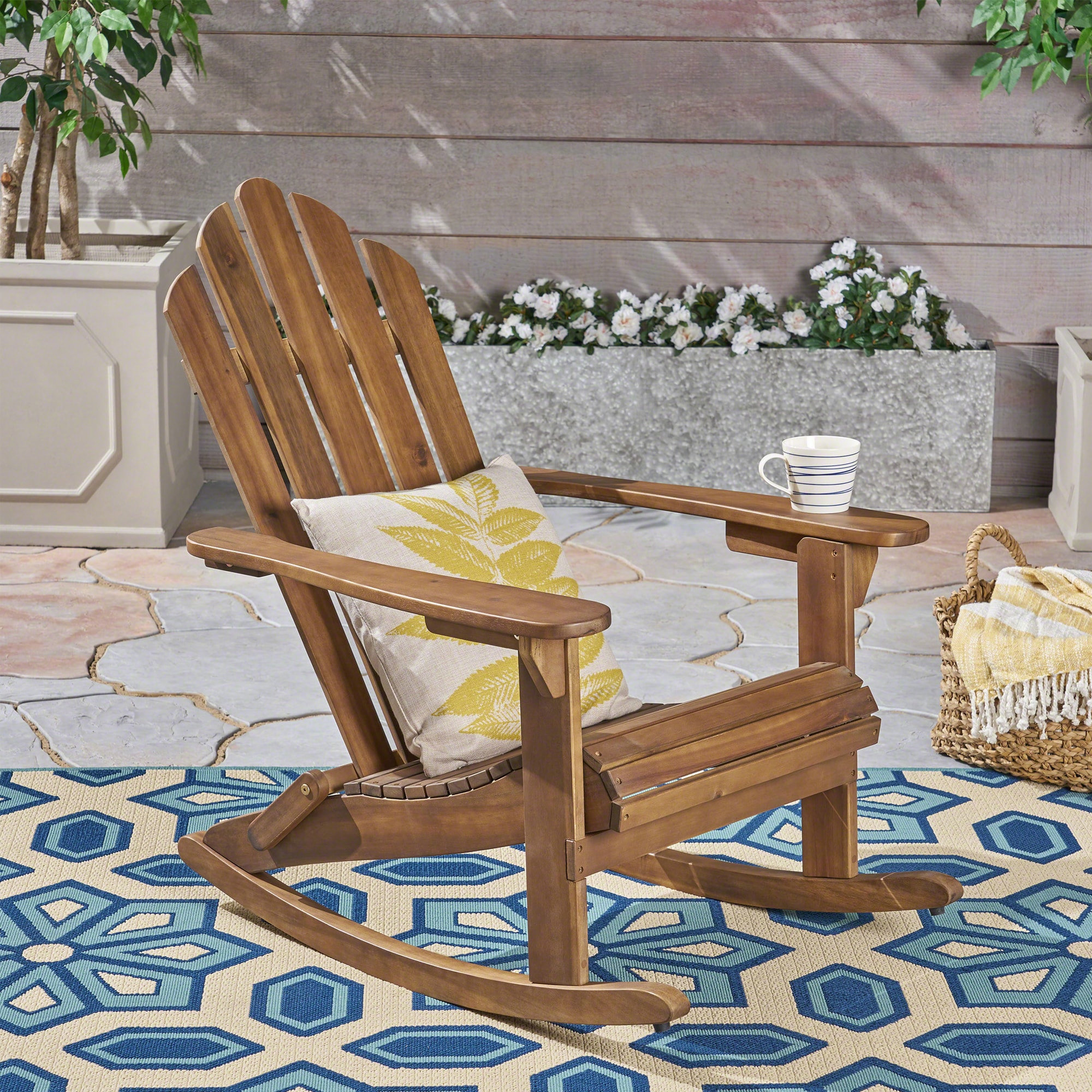 Gaierptone CRX295E3T53 Rocking Chair Brown Rocker Rocking Chair with Slat Seat