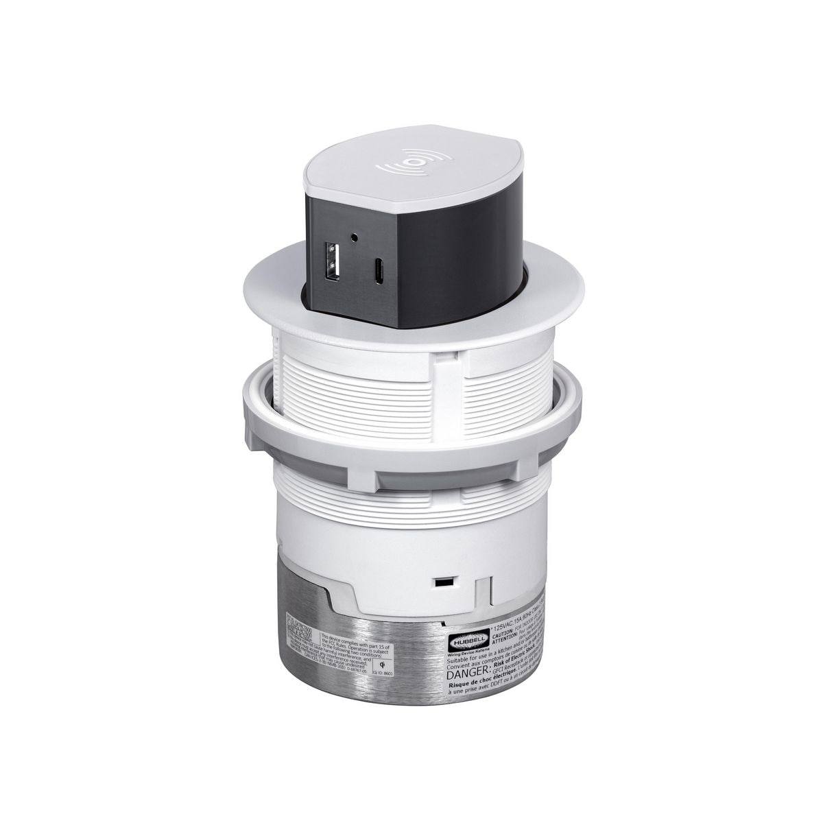 Hubbell RCT600W RACO 15A Tri-Power Pop Up 15 -Amp 125-volt Tamper Resistant Recessed Pop-Out Residential/Commercial Duplex Outlet Type A/C , White