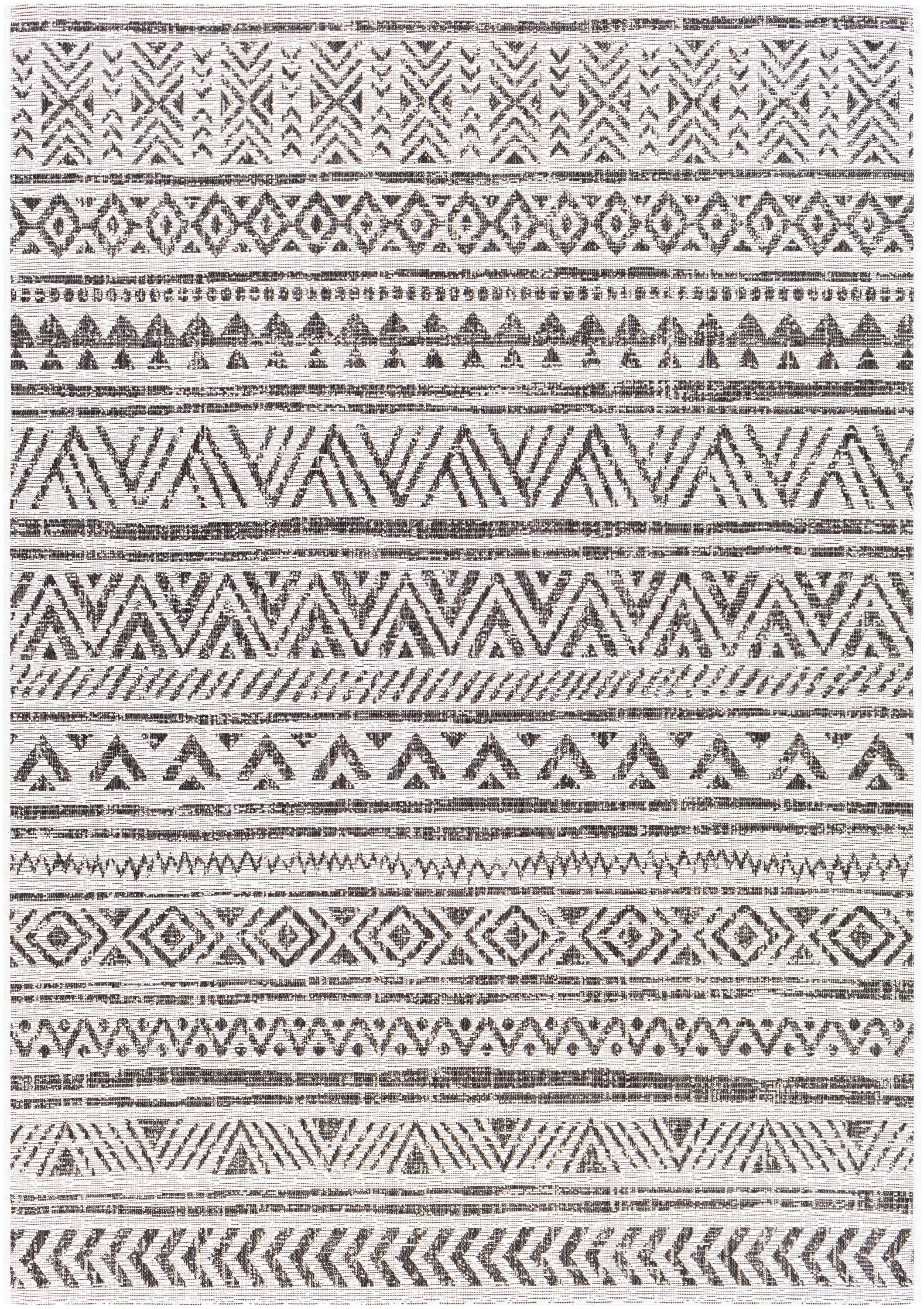 Eagean Black Geometric Reversible Stain-Resistant Synthetic Rug