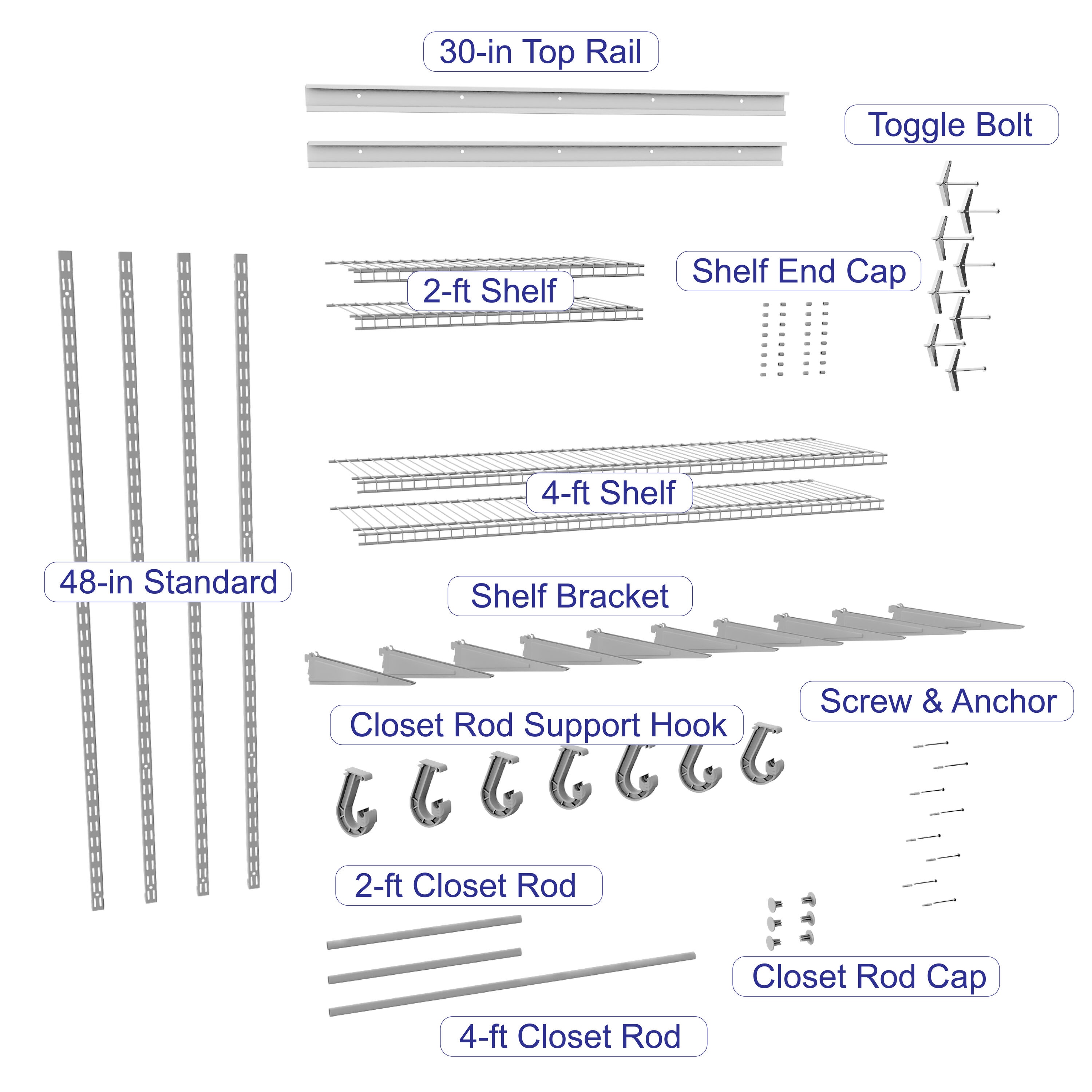 Project Source Tracksmart White Closet Wall Brackets in the Wire Closet  Hardware department at