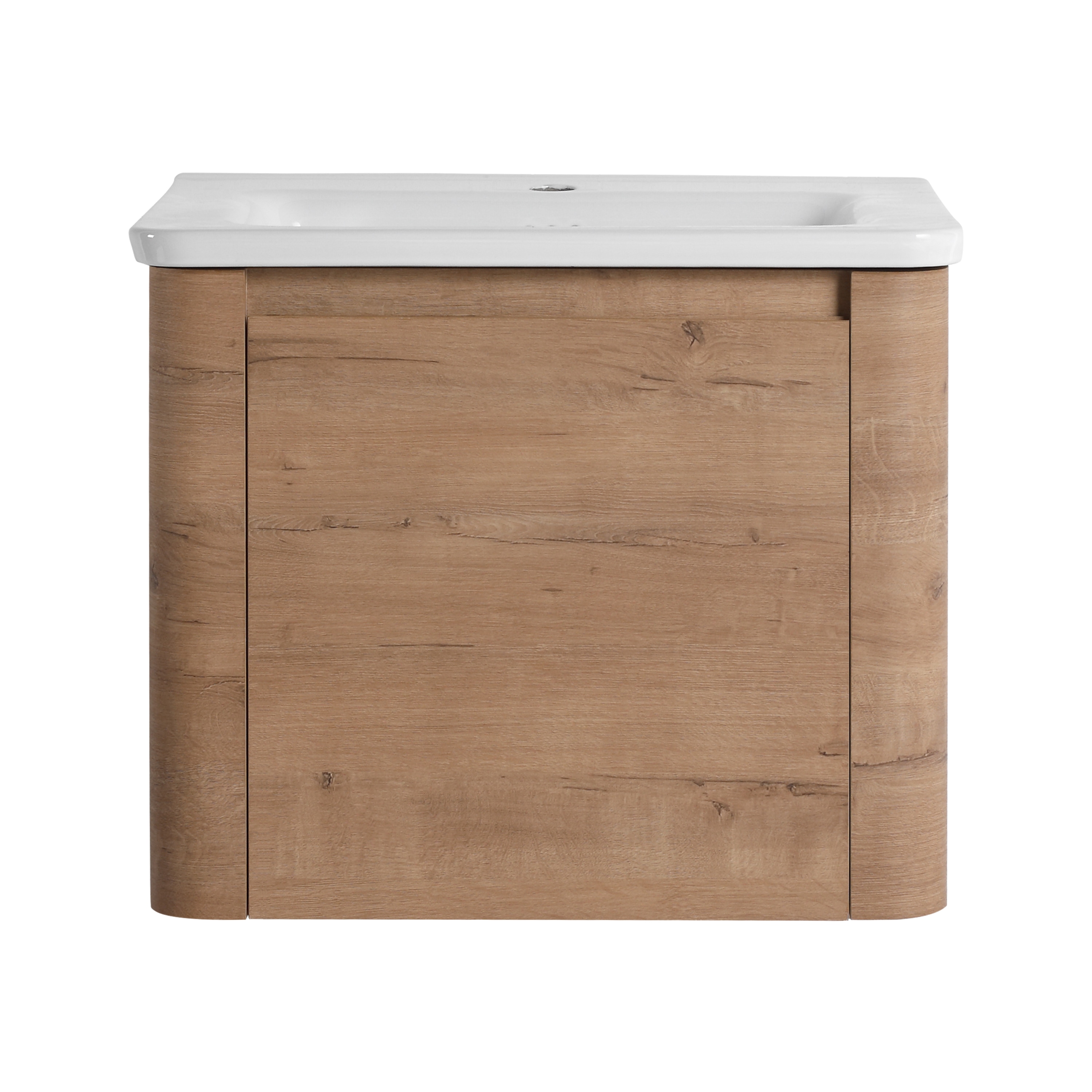 Iseryn Oak Undermount Single Sink Floating Bathroom Vanity with White Ceramic Top