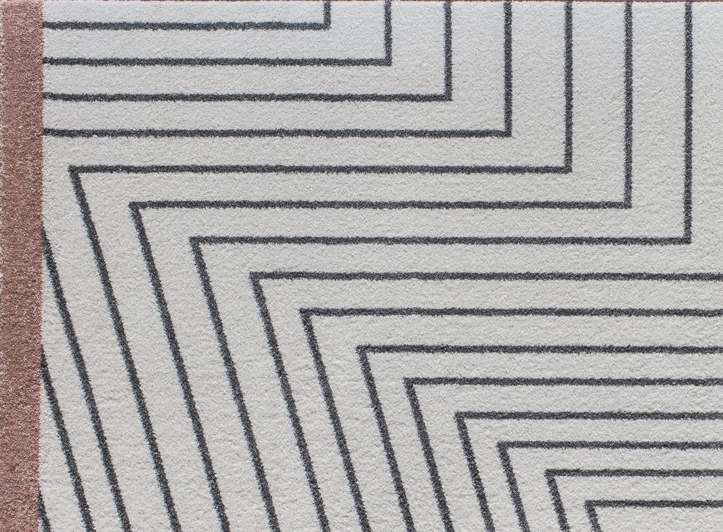 Gray and Pink Abstract Geometric 8' x 10' Synthetic Rug