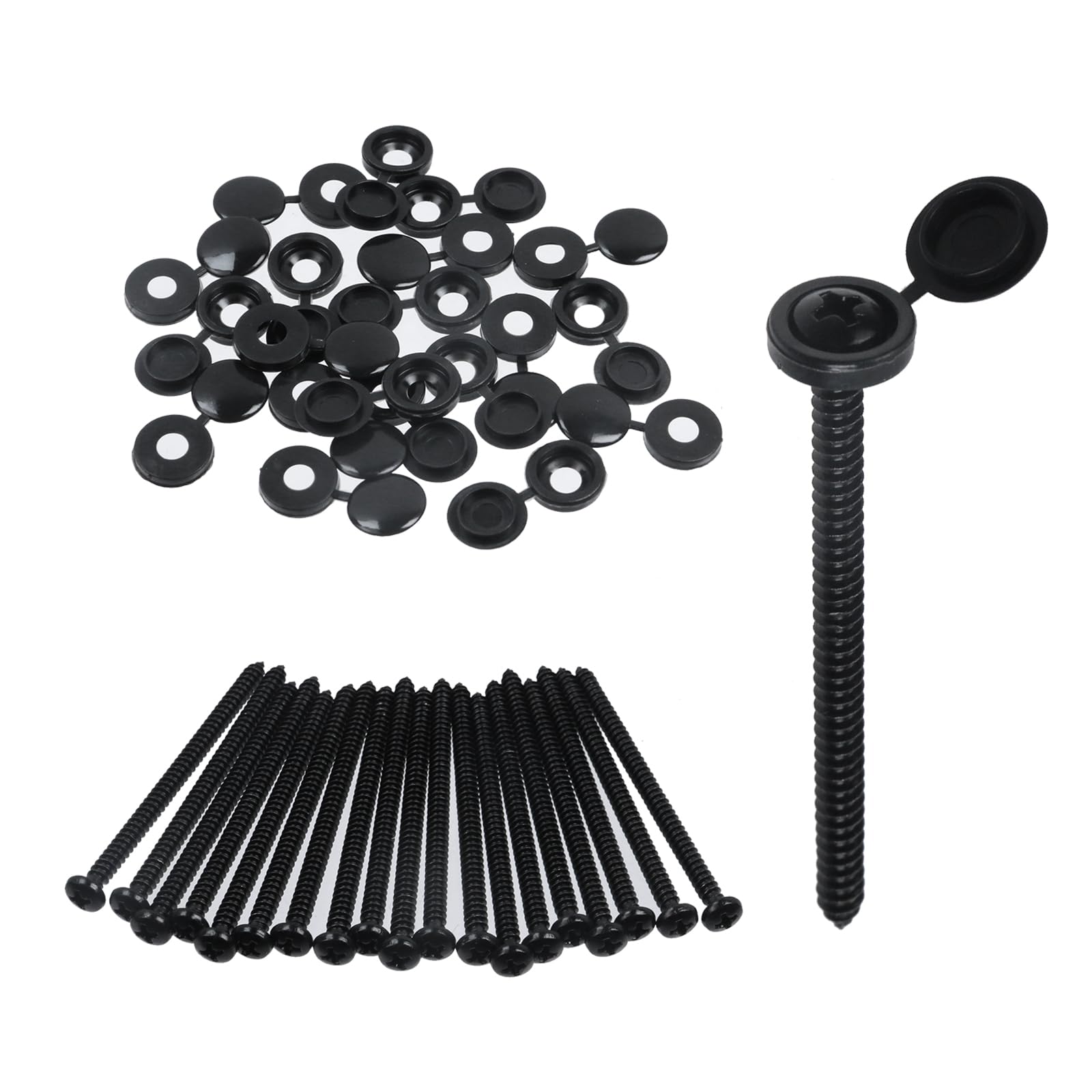 Aoibox -  20 Pack Exterior Shutter Mounting Screws with Hinged Snap Caps 3 in Stainless Steel Bla...
