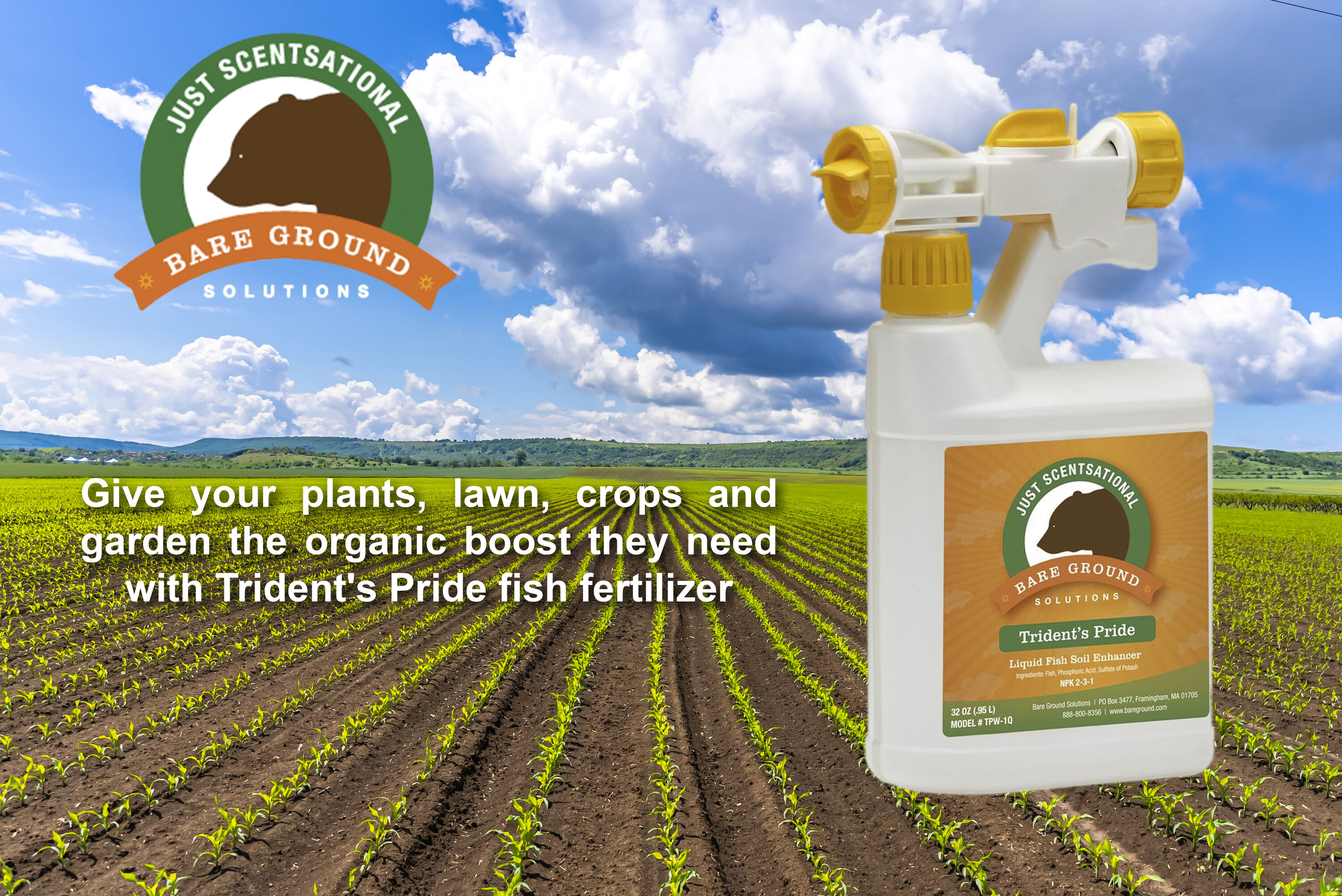 Just Scentsational TPW-1Q Tridents Pride 2.5-lb 10890-sq ft 3-2-1 Organic All Purpose Lawn Fertilizer
