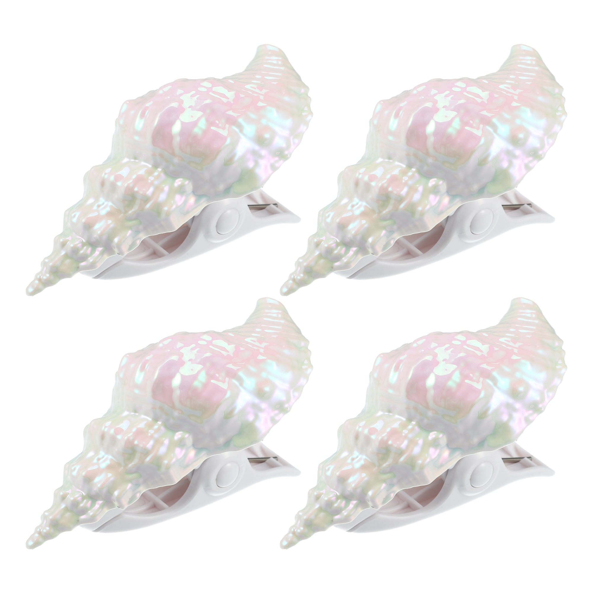 Unique Bargains Conch ABS Metal Clothespins for Clothes Craft Pictures Party 4.65 Inch x3.15 Inch x2.20 Inch White 4pcs